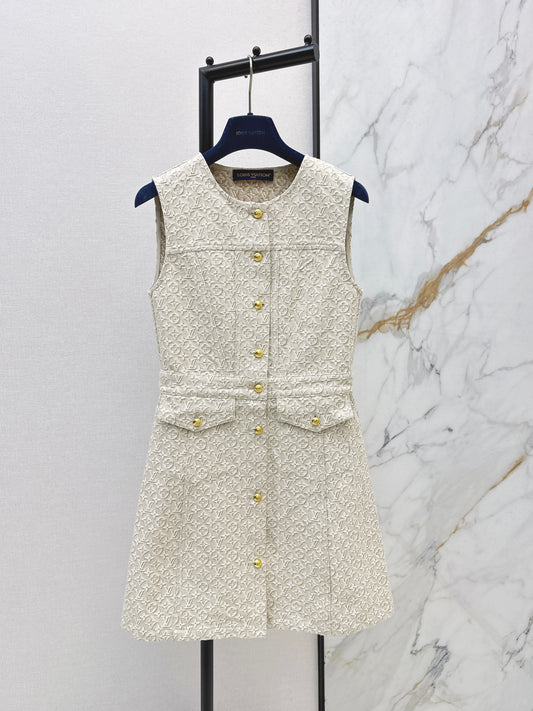 26SS NEW MONOGRAM jacquard logo denim vest dress