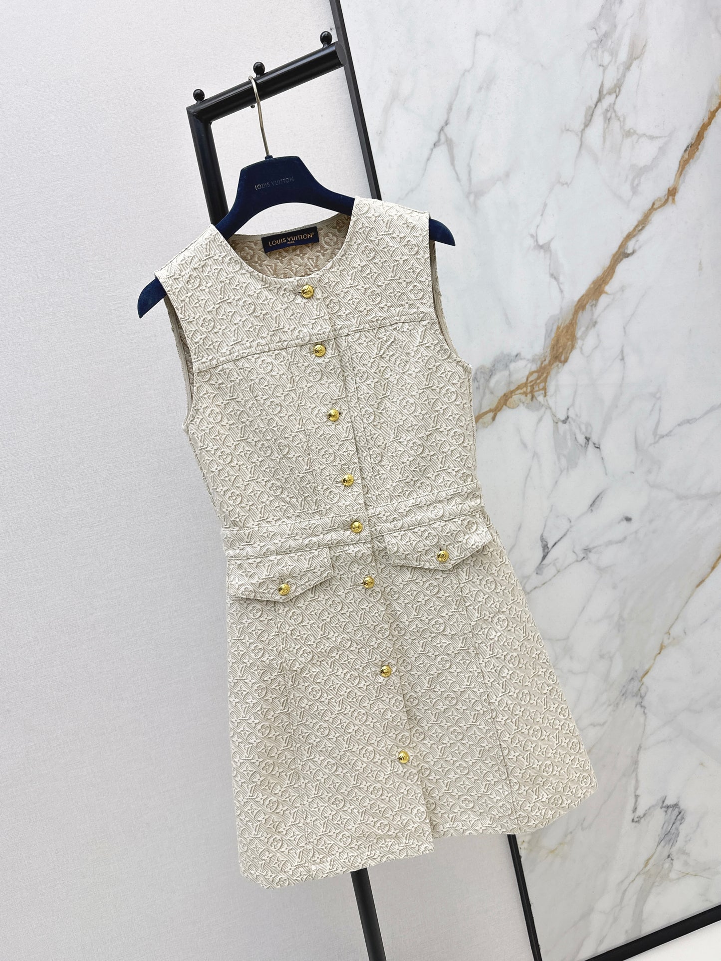 26SS NEW MONOGRAM jacquard logo denim vest dress