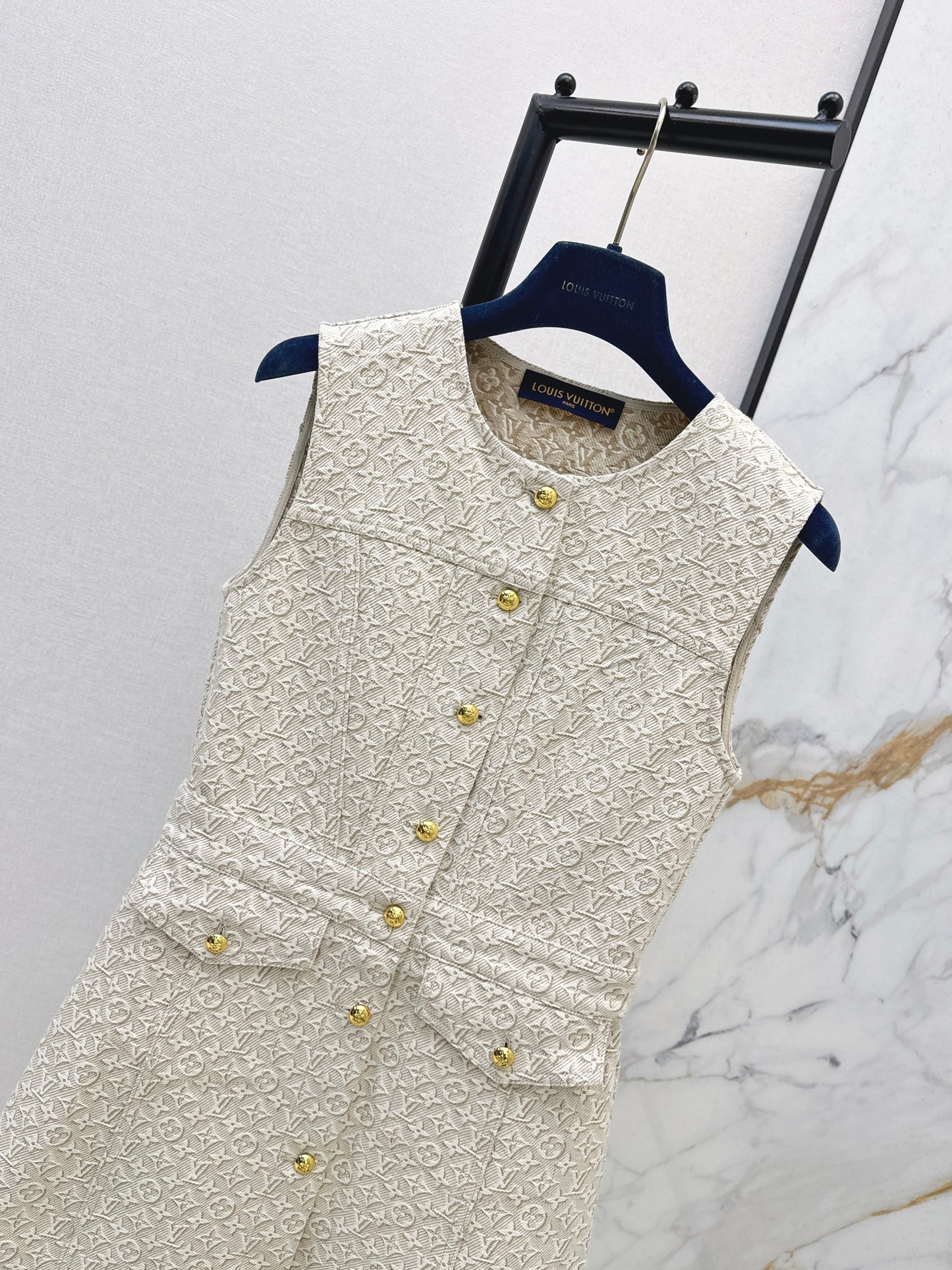 26SS NEW MONOGRAM jacquard logo denim vest dress