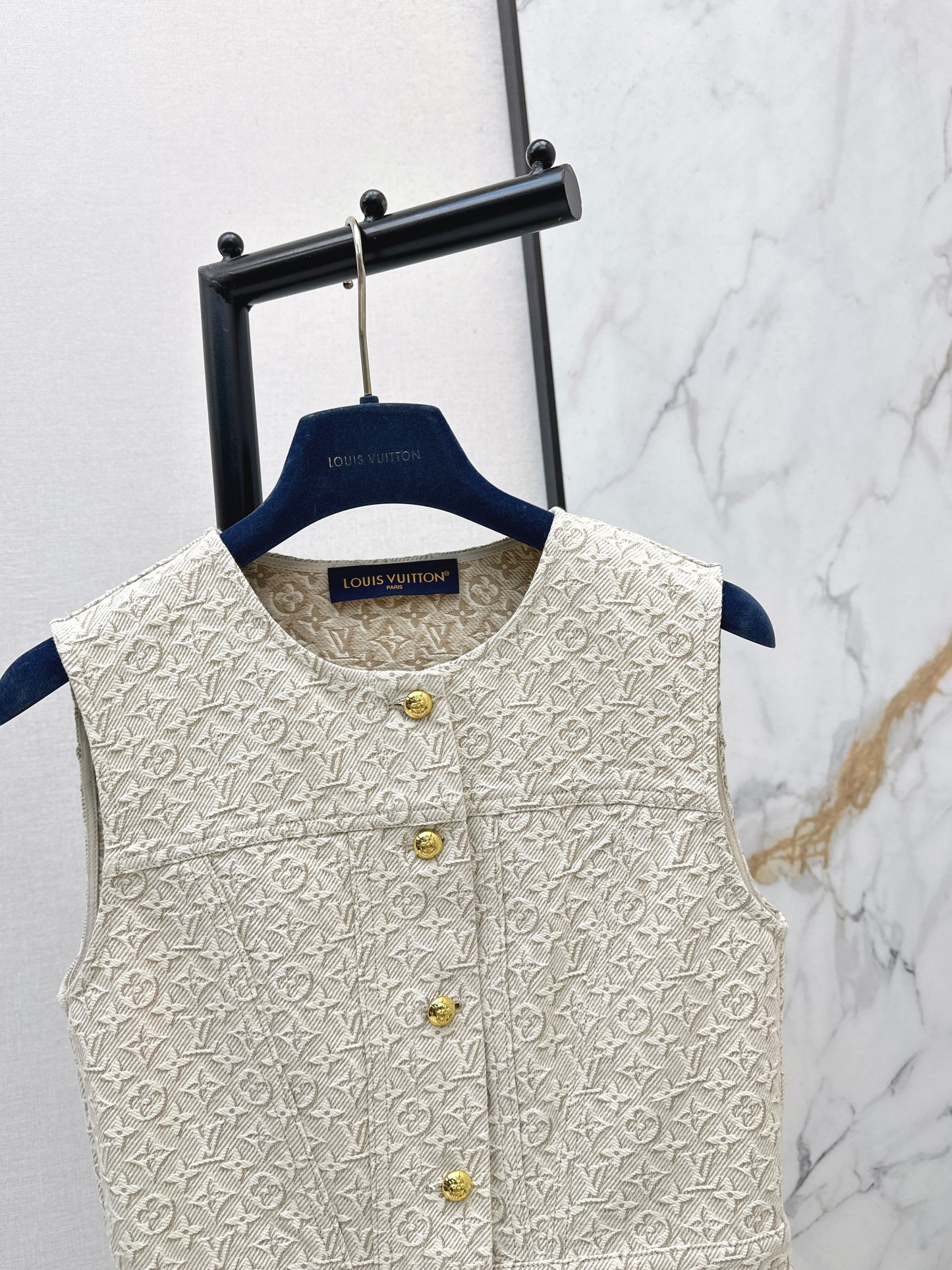 26SS NEW MONOGRAM jacquard logo denim vest dress