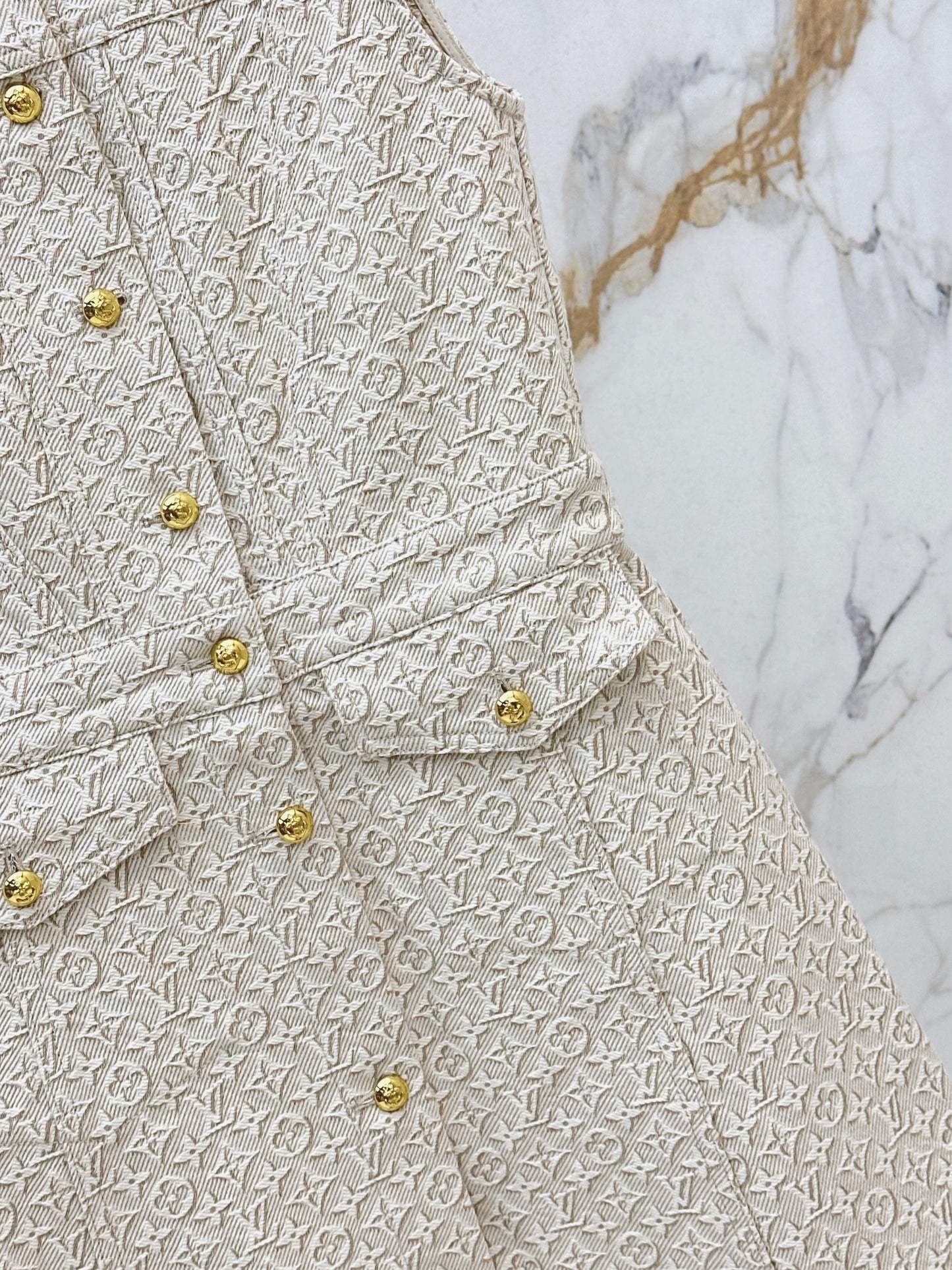 26SS NEW MONOGRAM jacquard logo denim vest dress