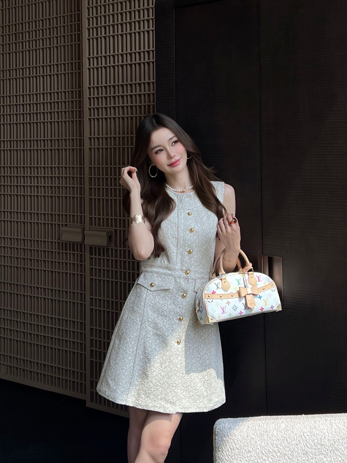 26SS NEW MONOGRAM jacquard logo denim vest dress