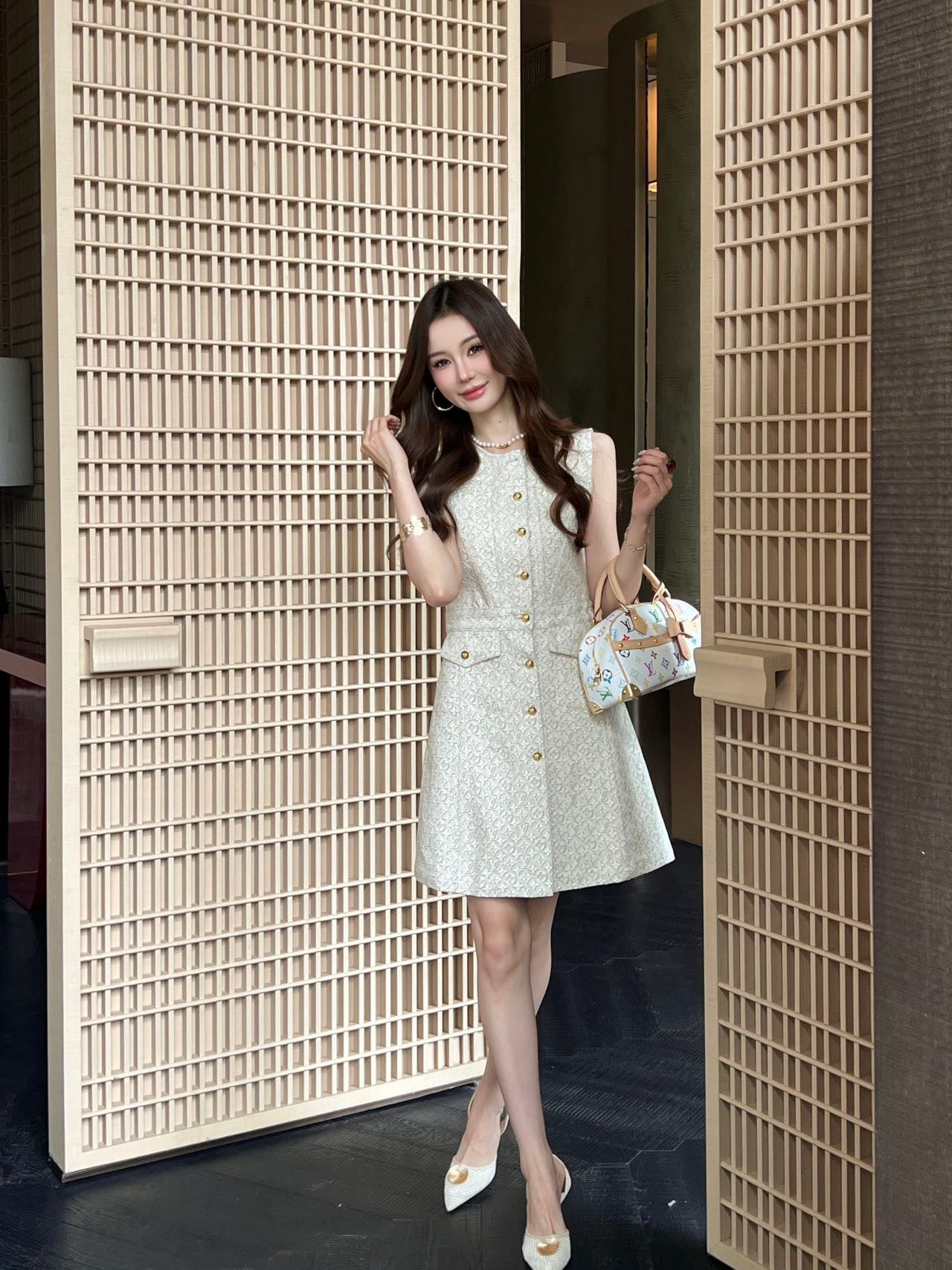 26SS NEW MONOGRAM jacquard logo denim vest dress