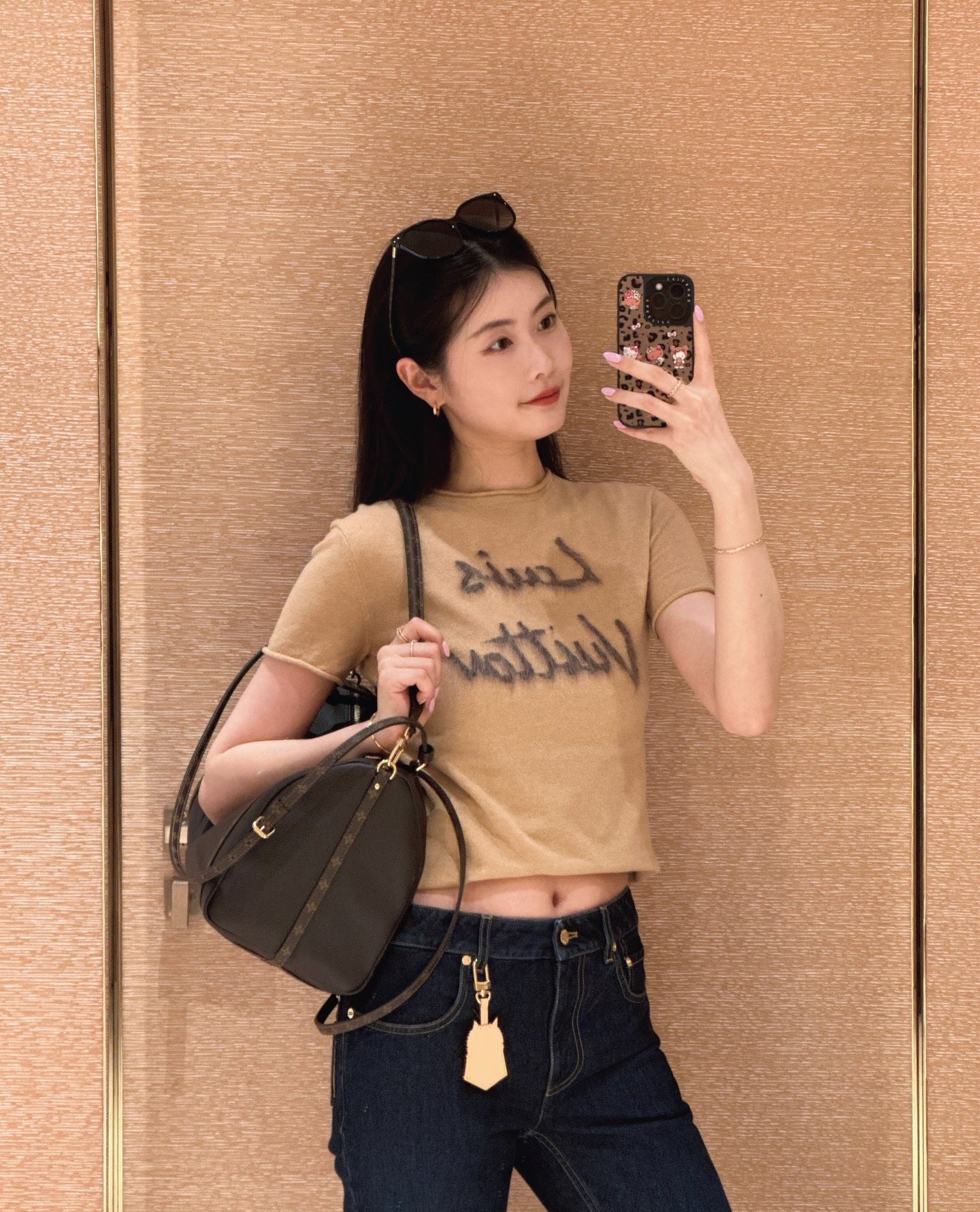 26SS NEW Camel letter short-sleeved sweater