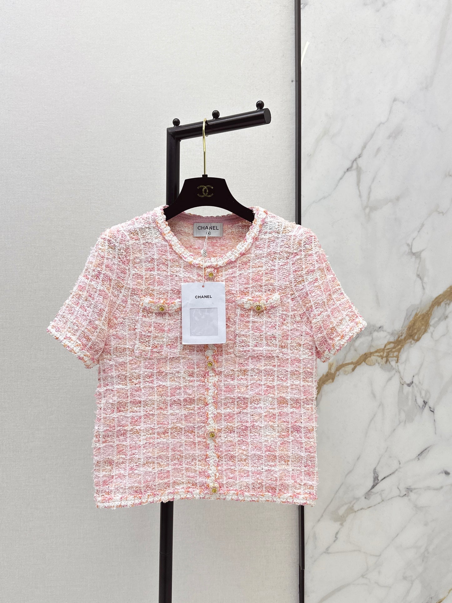 26SS NEU Promis tragen Dopamin-Strick-Kurzarmshirts