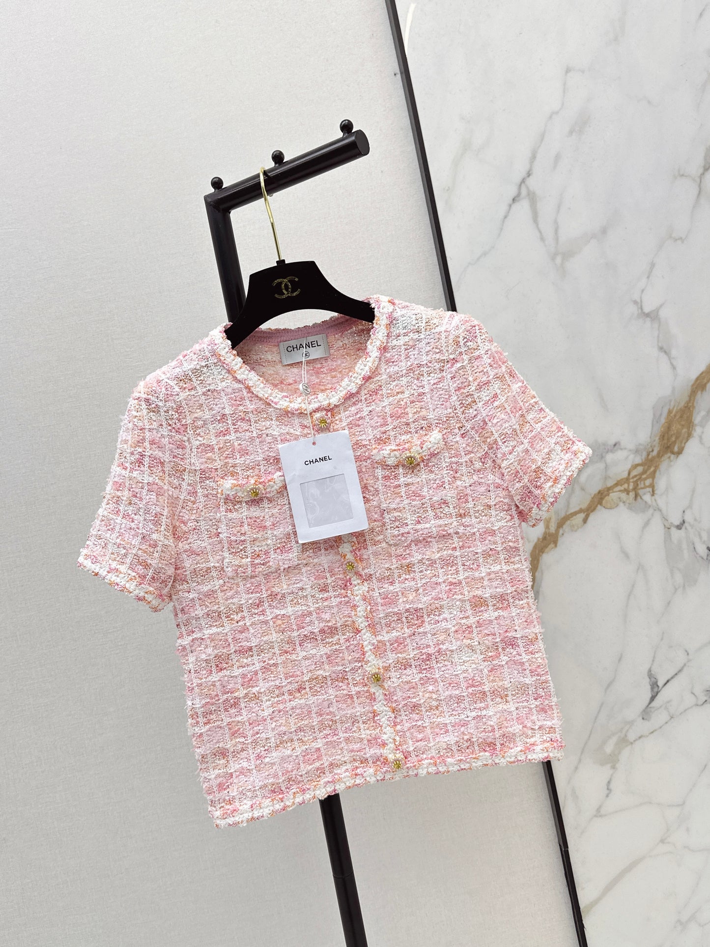 26SS NEU Promis tragen Dopamin-Strick-Kurzarmshirts
