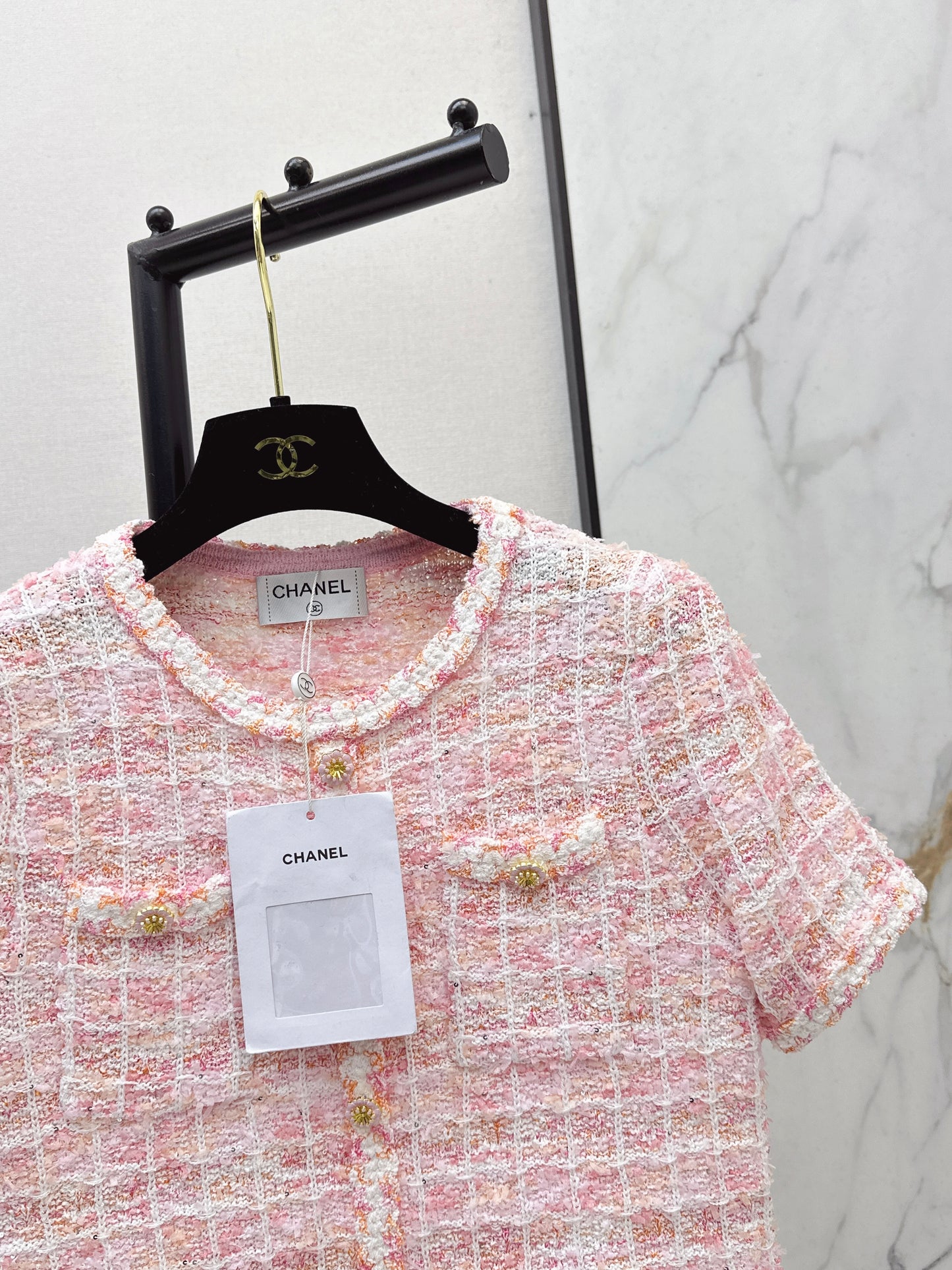 26SS NEU Promis tragen Dopamin-Strick-Kurzarmshirts