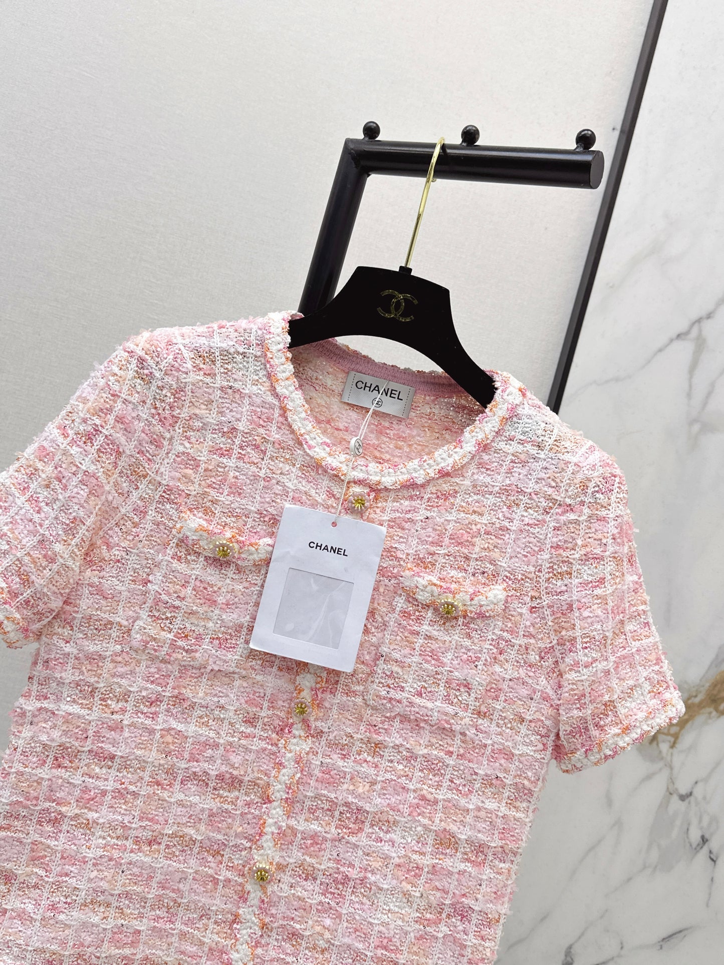 26SS NEU Promis tragen Dopamin-Strick-Kurzarmshirts