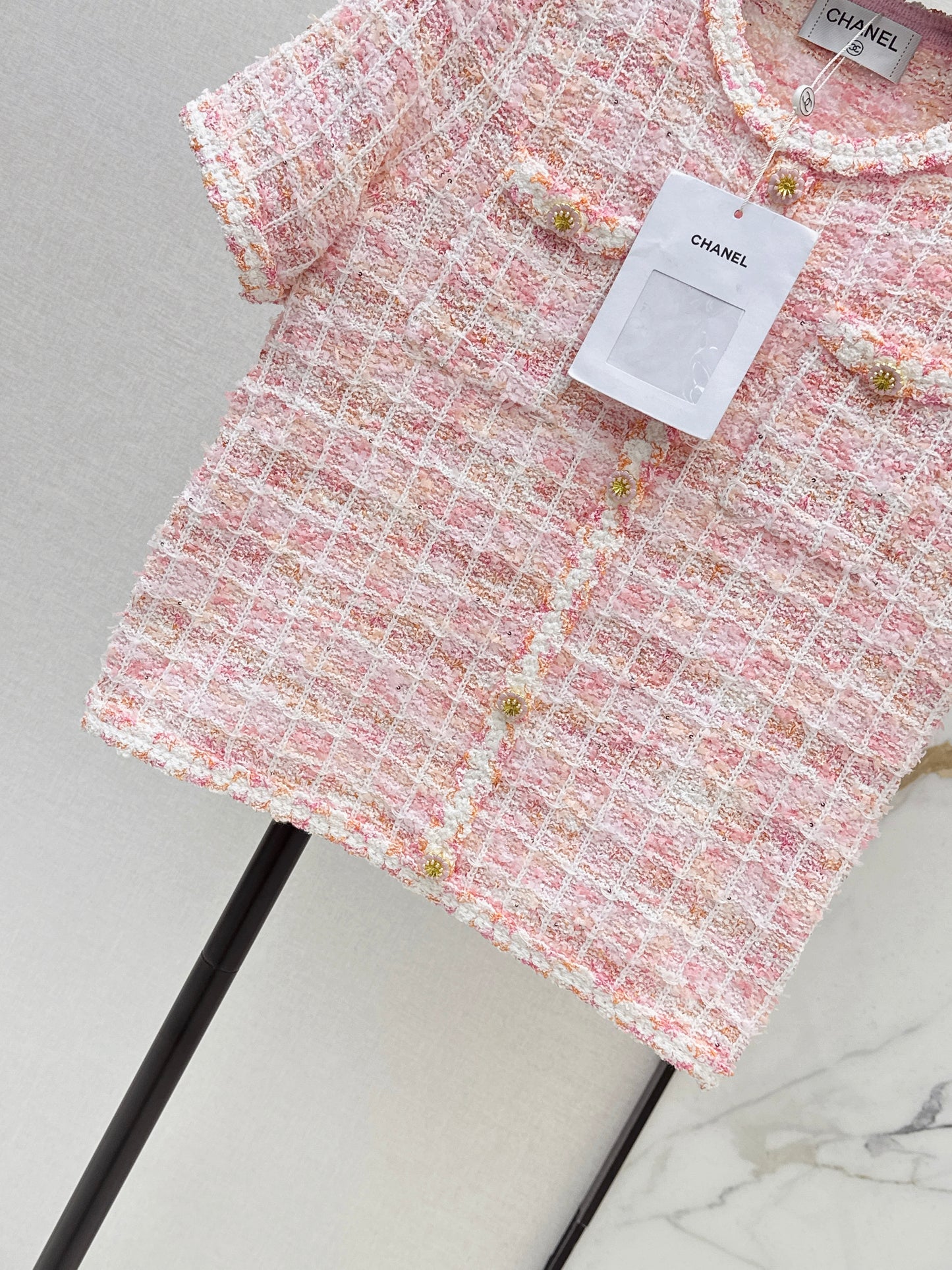 26SS NEU Promis tragen Dopamin-Strick-Kurzarmshirts