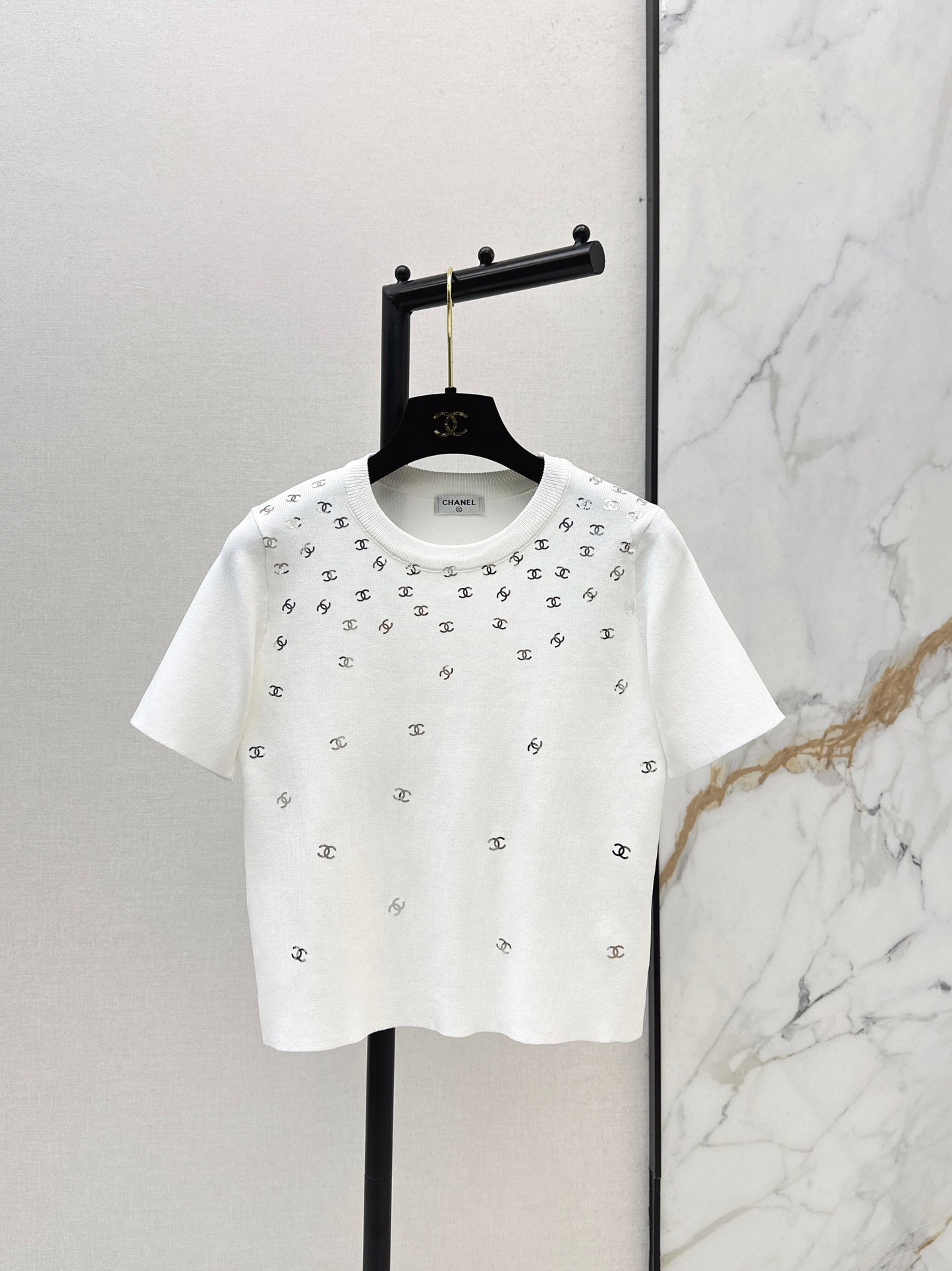 26SS NEW logo hot stamping decorative knitted short sleeves