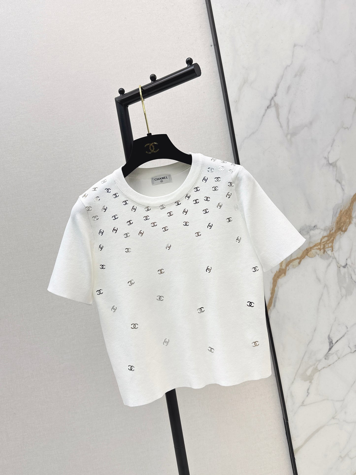 26SS NEW logo hot stamping decorative knitted short sleeves