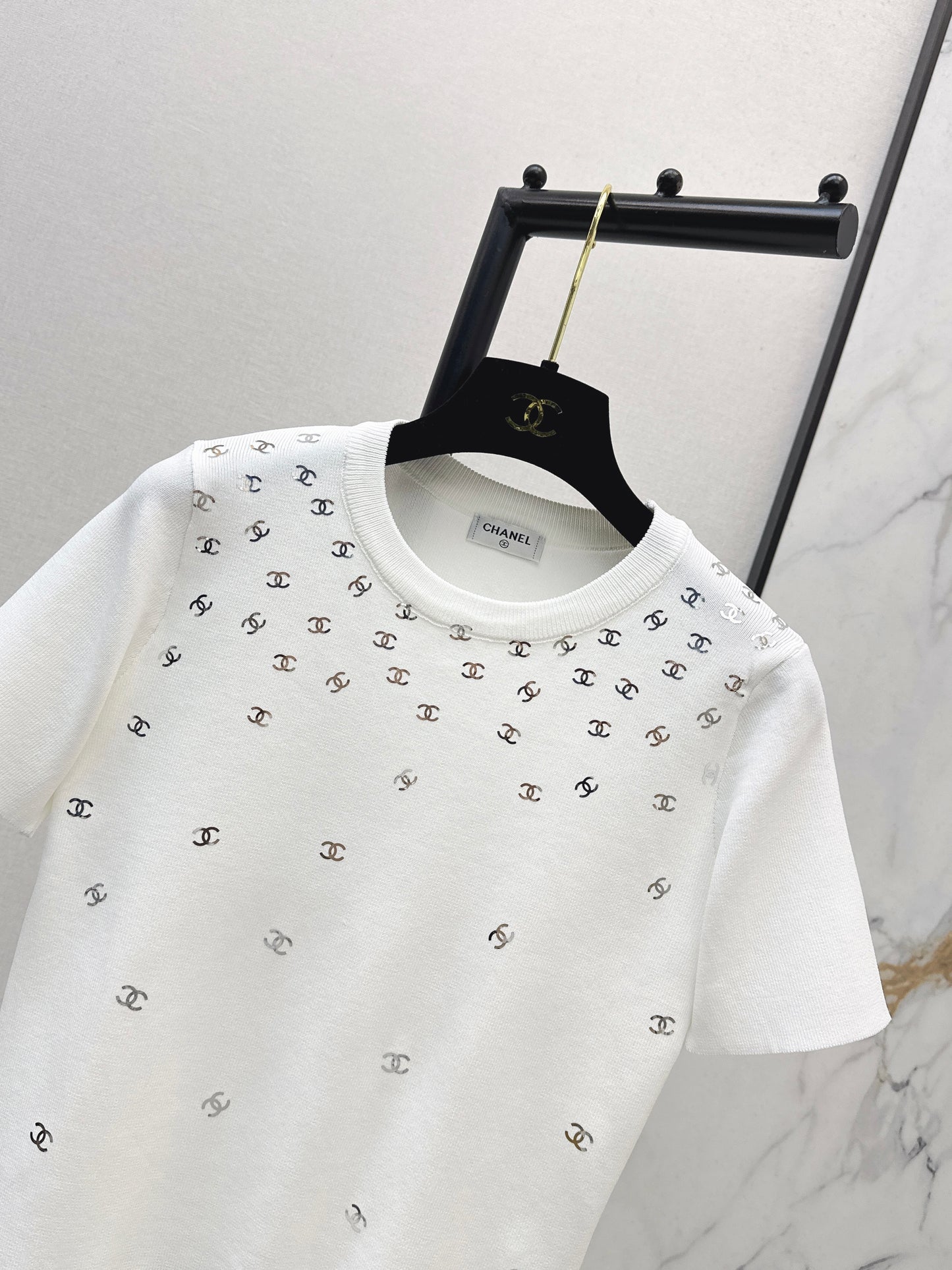 26SS NEW logo hot stamping decorative knitted short sleeves
