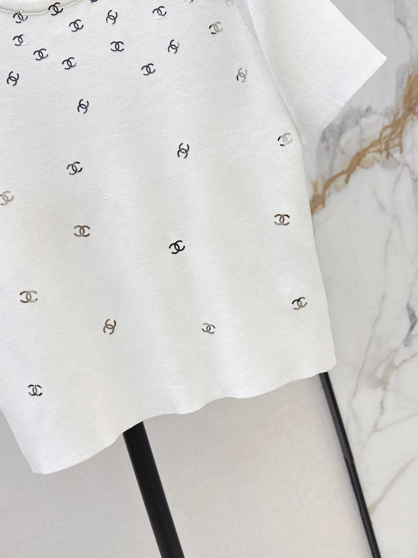 26SS NEW logo hot stamping decorative knitted short sleeves