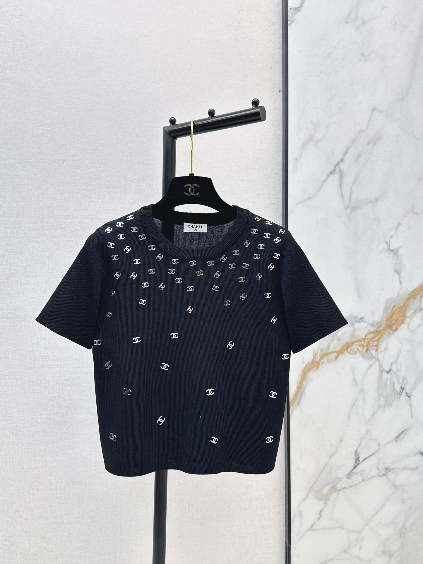 26SS NEW logo hot stamping decorative knitted short sleeves