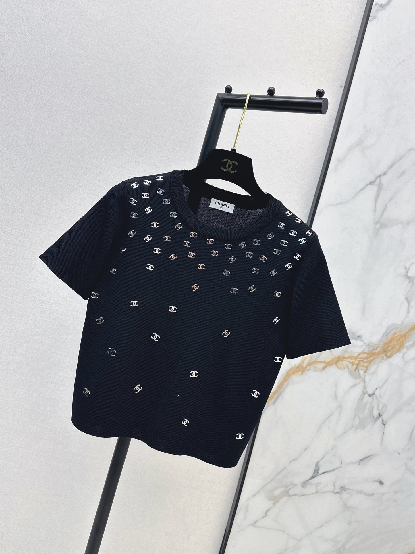 26SS NEW logo hot stamping decorative knitted short sleeves