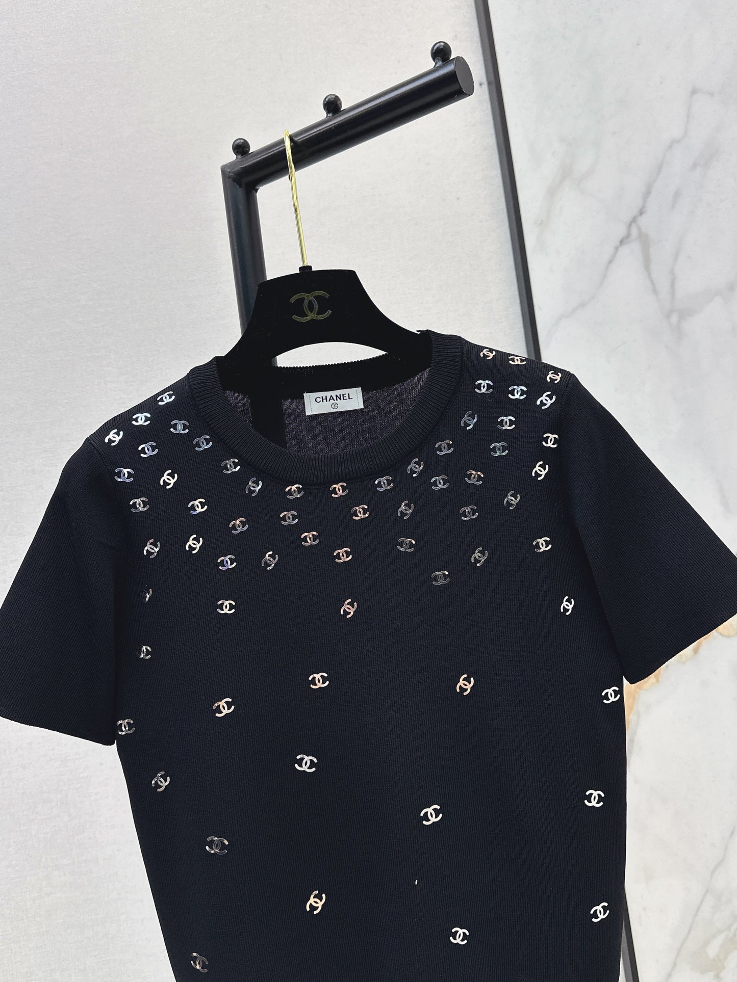 26SS NEW logo hot stamping decorative knitted short sleeves