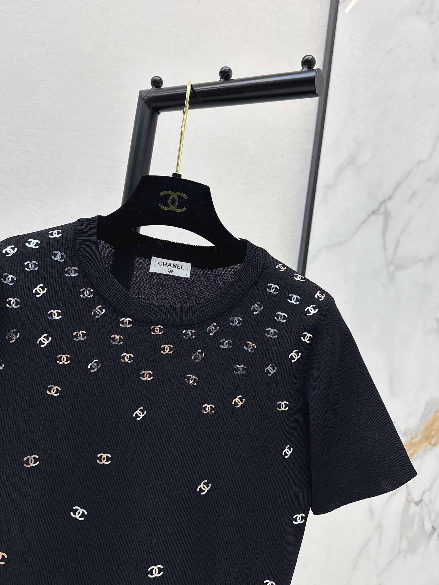 26SS NEW logo hot stamping decorative knitted short sleeves