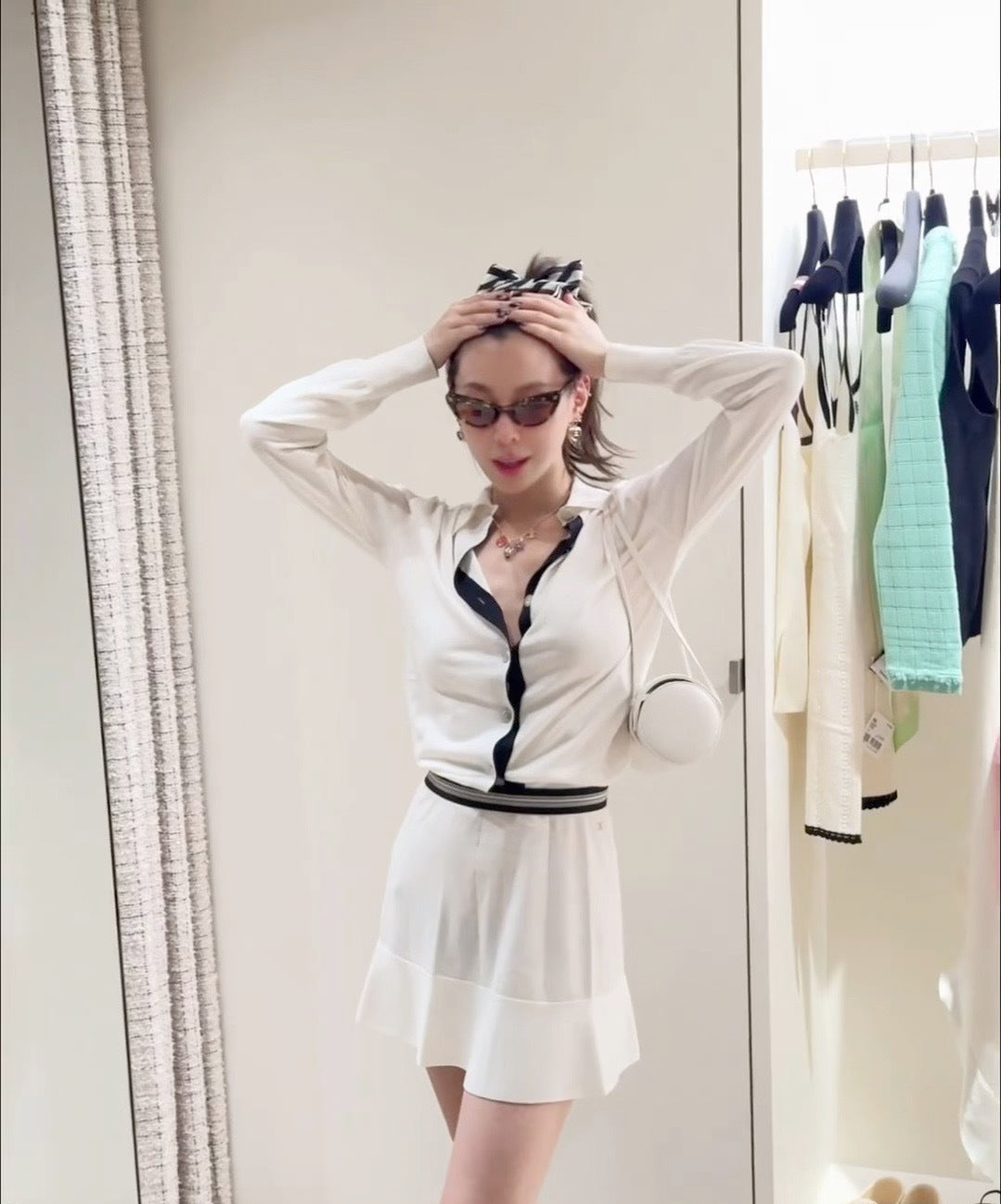 26SS NEW Black and white stripes on the waist + double CLogo centaur skirt