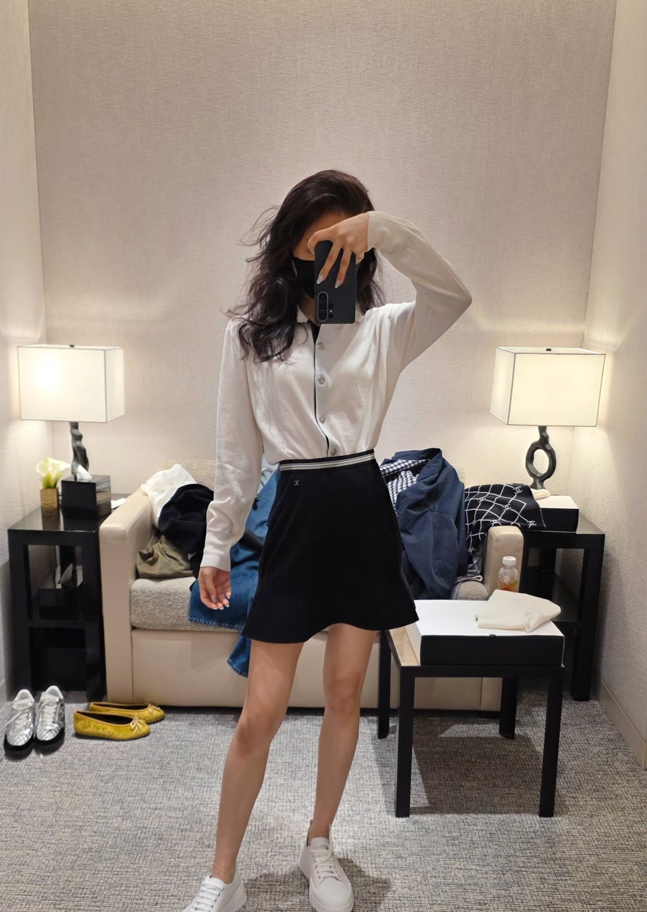 26SS NEW Black and white stripes on the waist + double CLogo centaur skirt