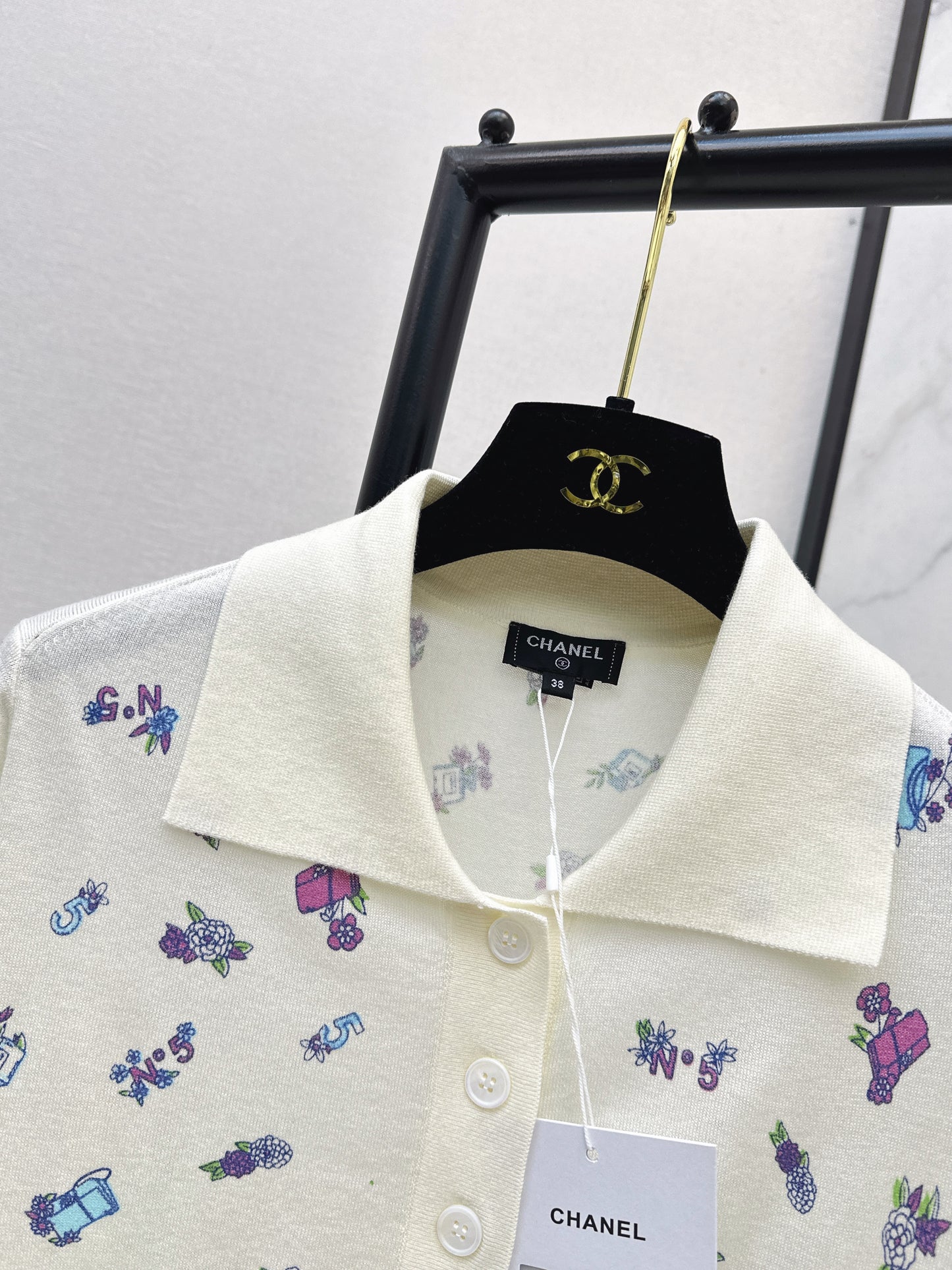 26SS NEW Color embroidered floral knitted POLO shirt