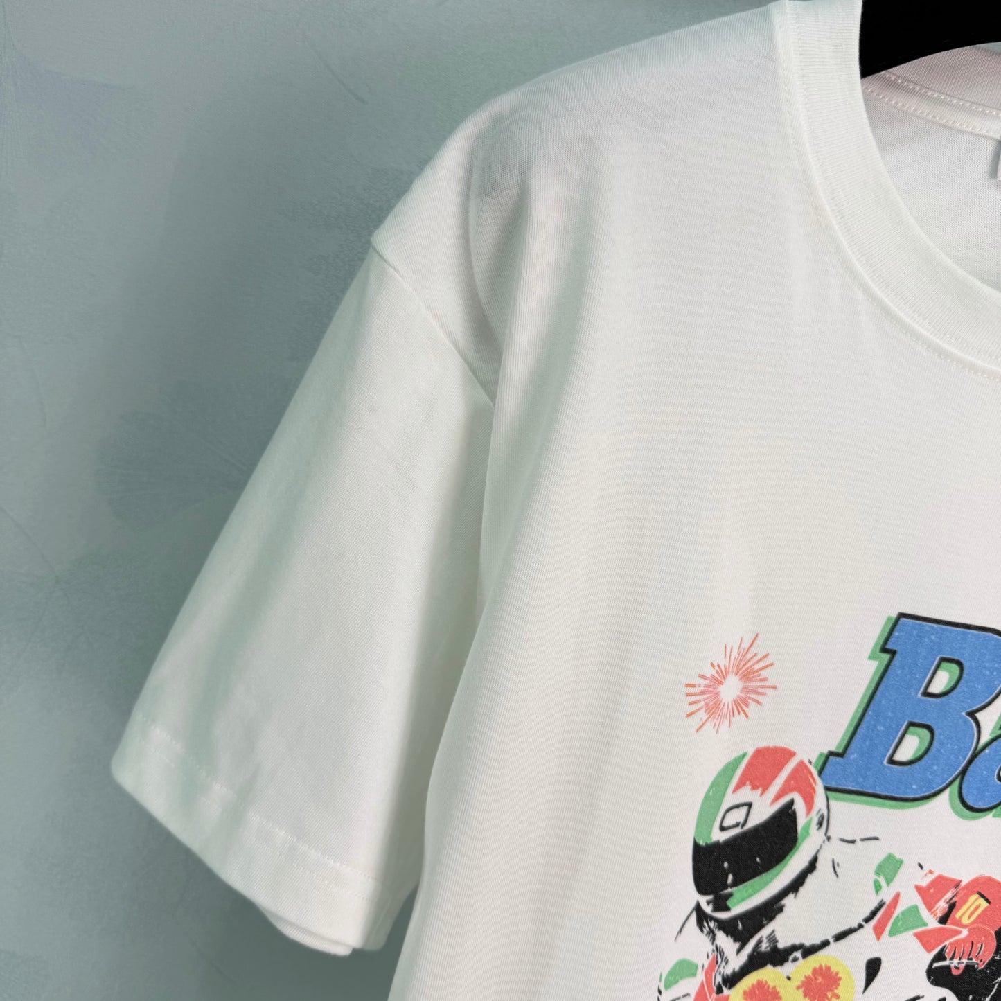 26SS NEUES blaues Motorrad-T-Shirt mit „Back“-Print