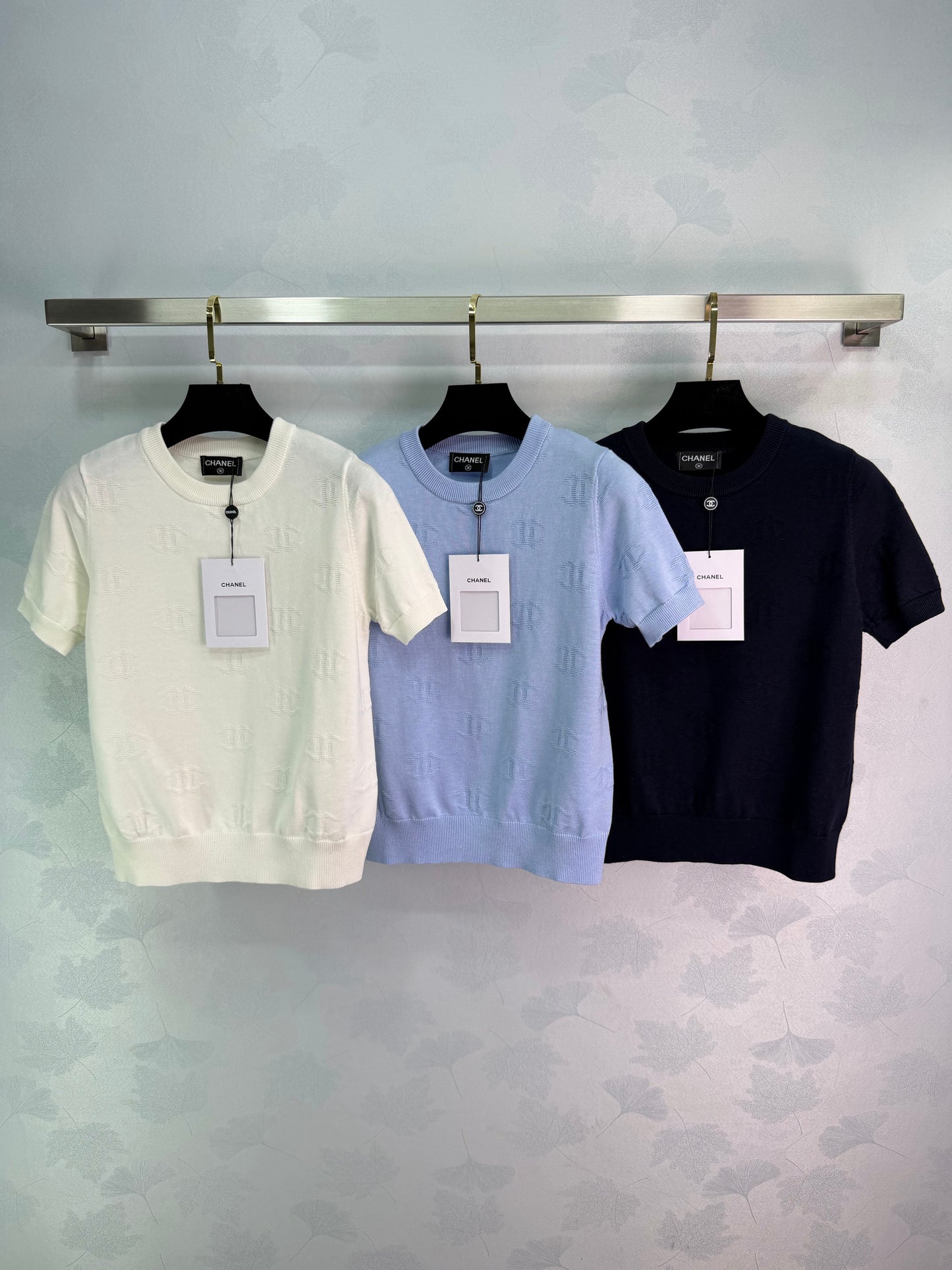 26SS NEU Jacquard gestricktes Kurzarmshirt