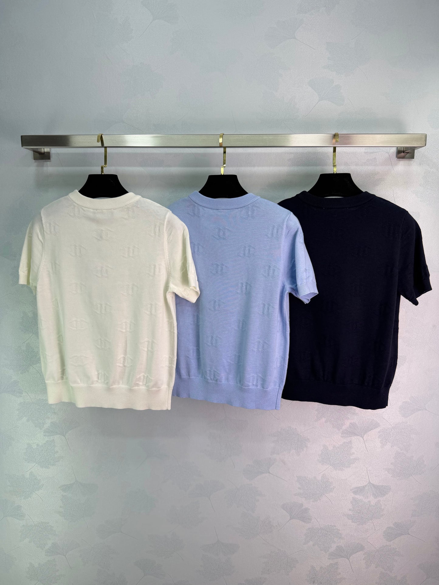 26SS NEU Jacquard gestricktes Kurzarmshirt