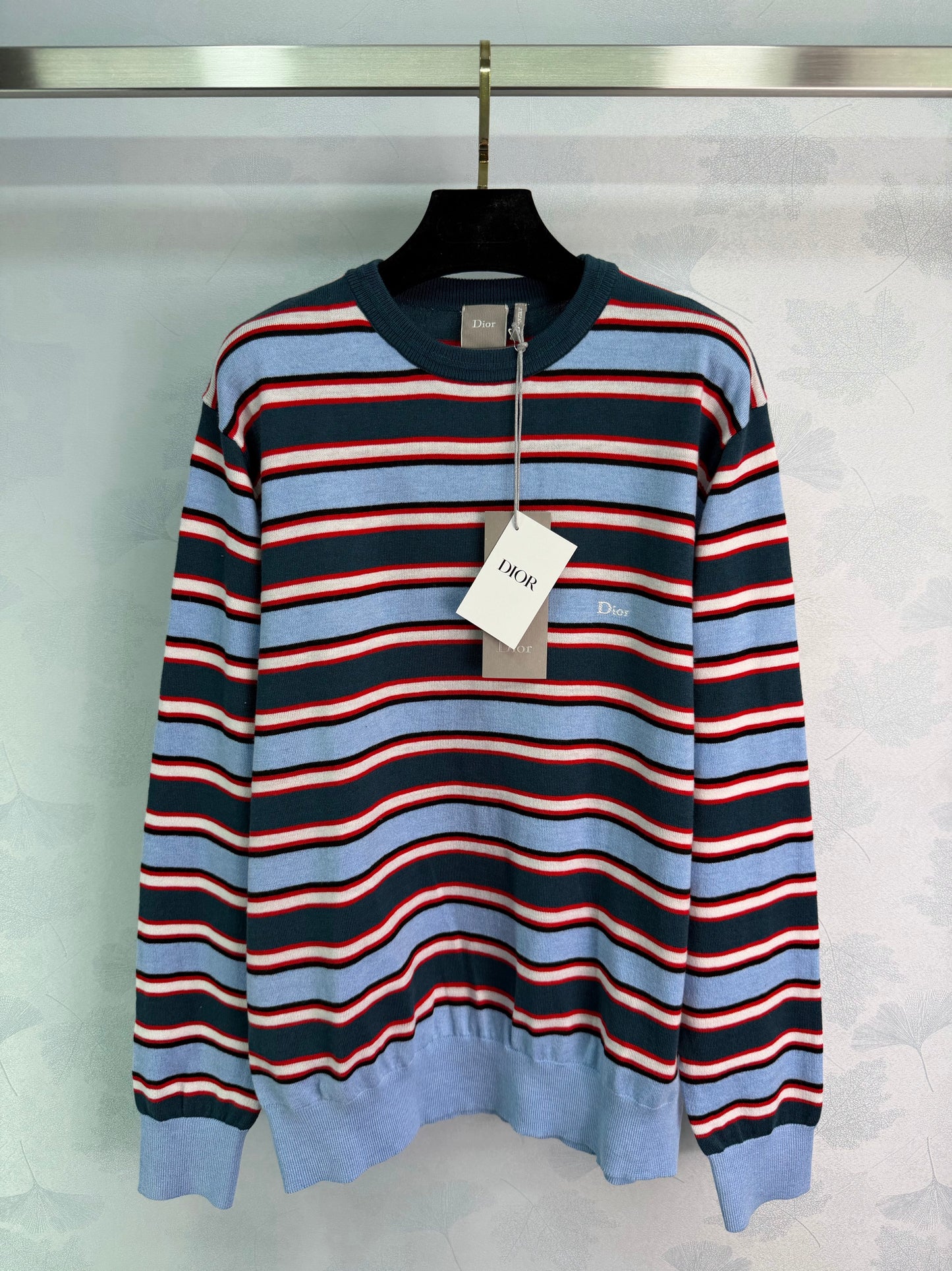 26SS NEW Blue, red and white wide striped sweater