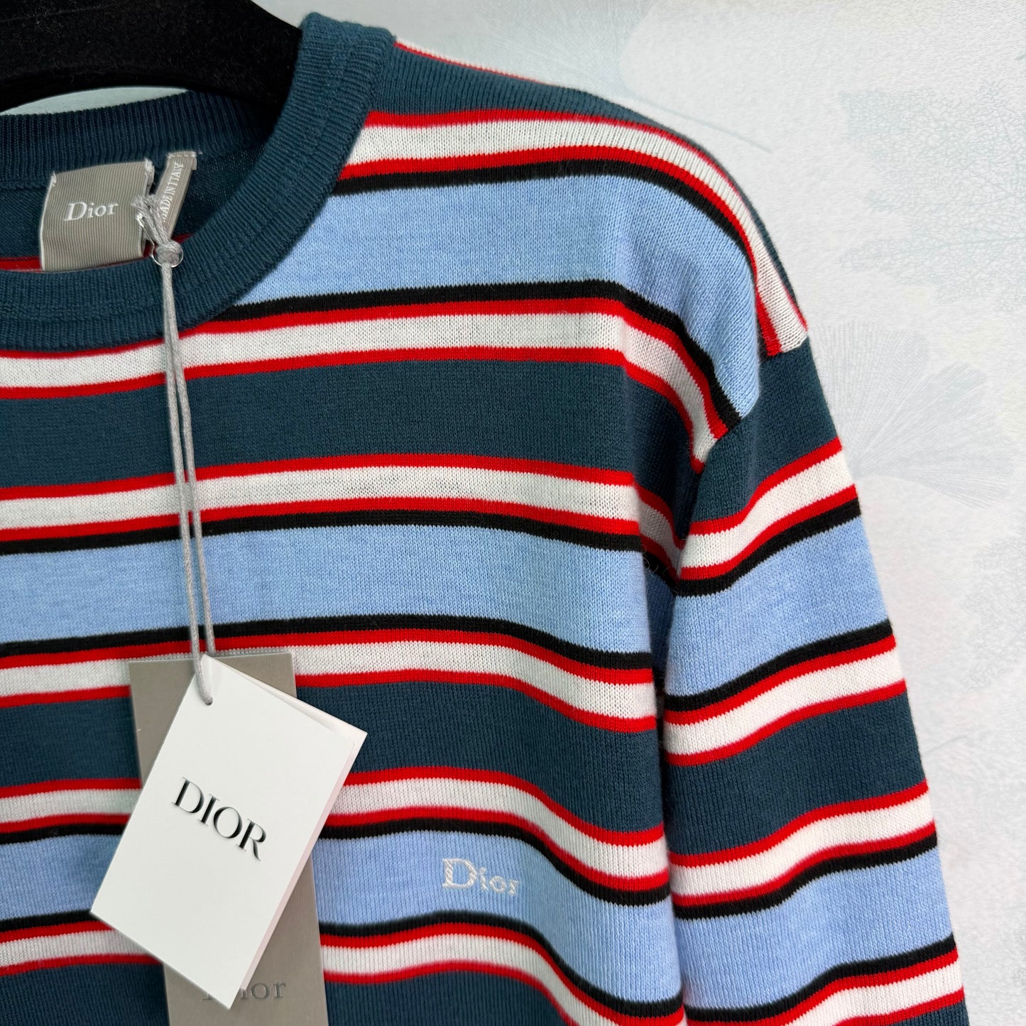 26SS NEW Blue, red and white wide striped sweater