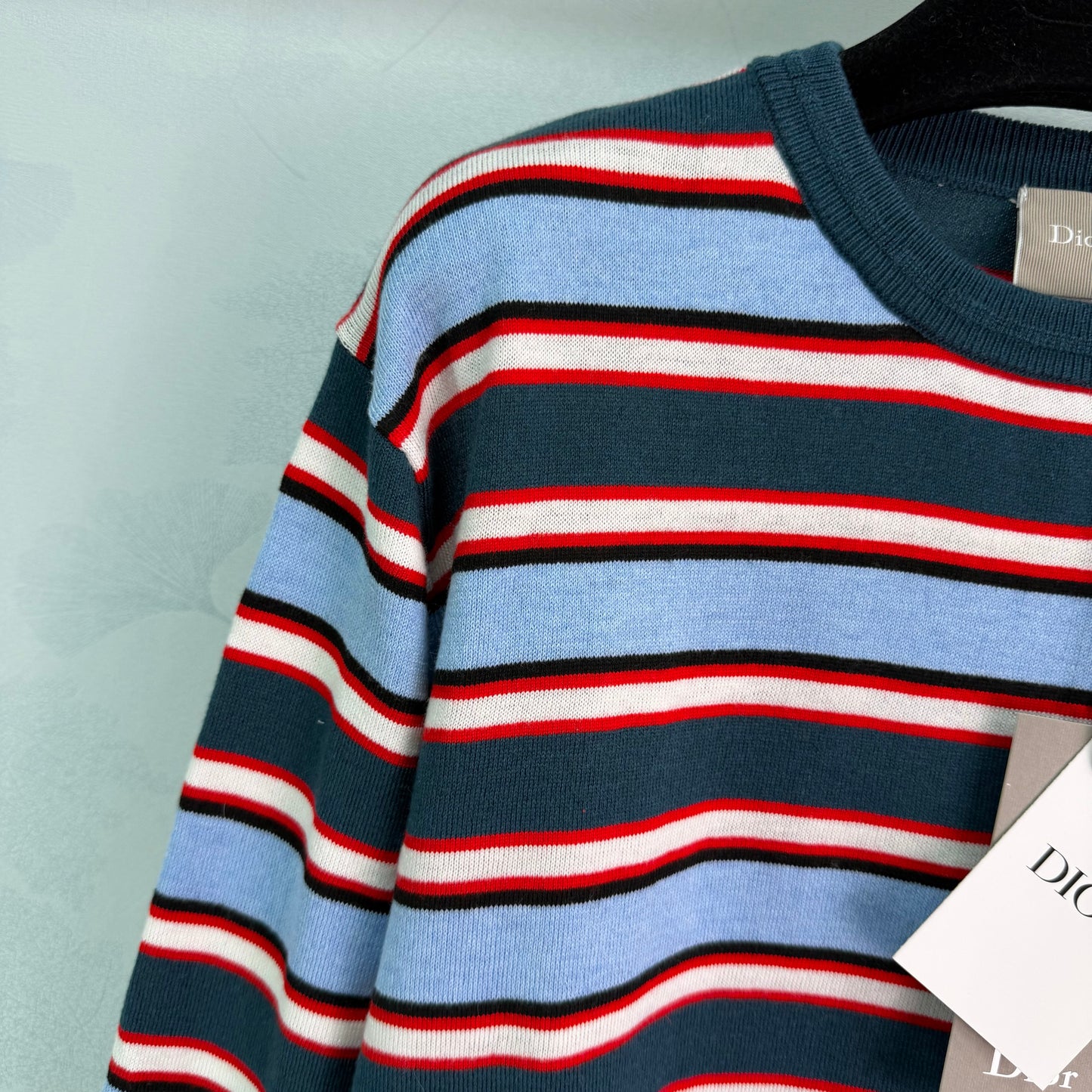26SS NEW Blue, red and white wide striped sweater