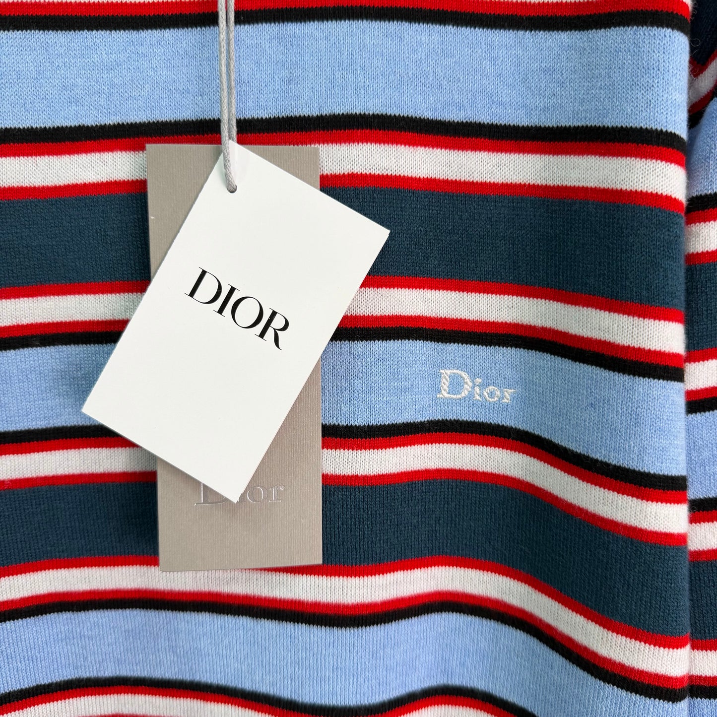 26SS NEW Blue, red and white wide striped sweater