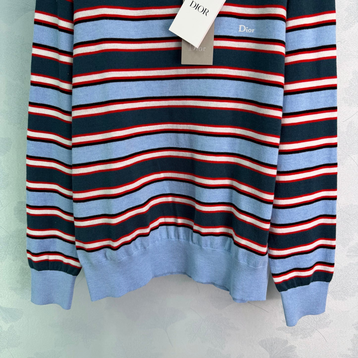 26SS NEW Blue, red and white wide striped sweater