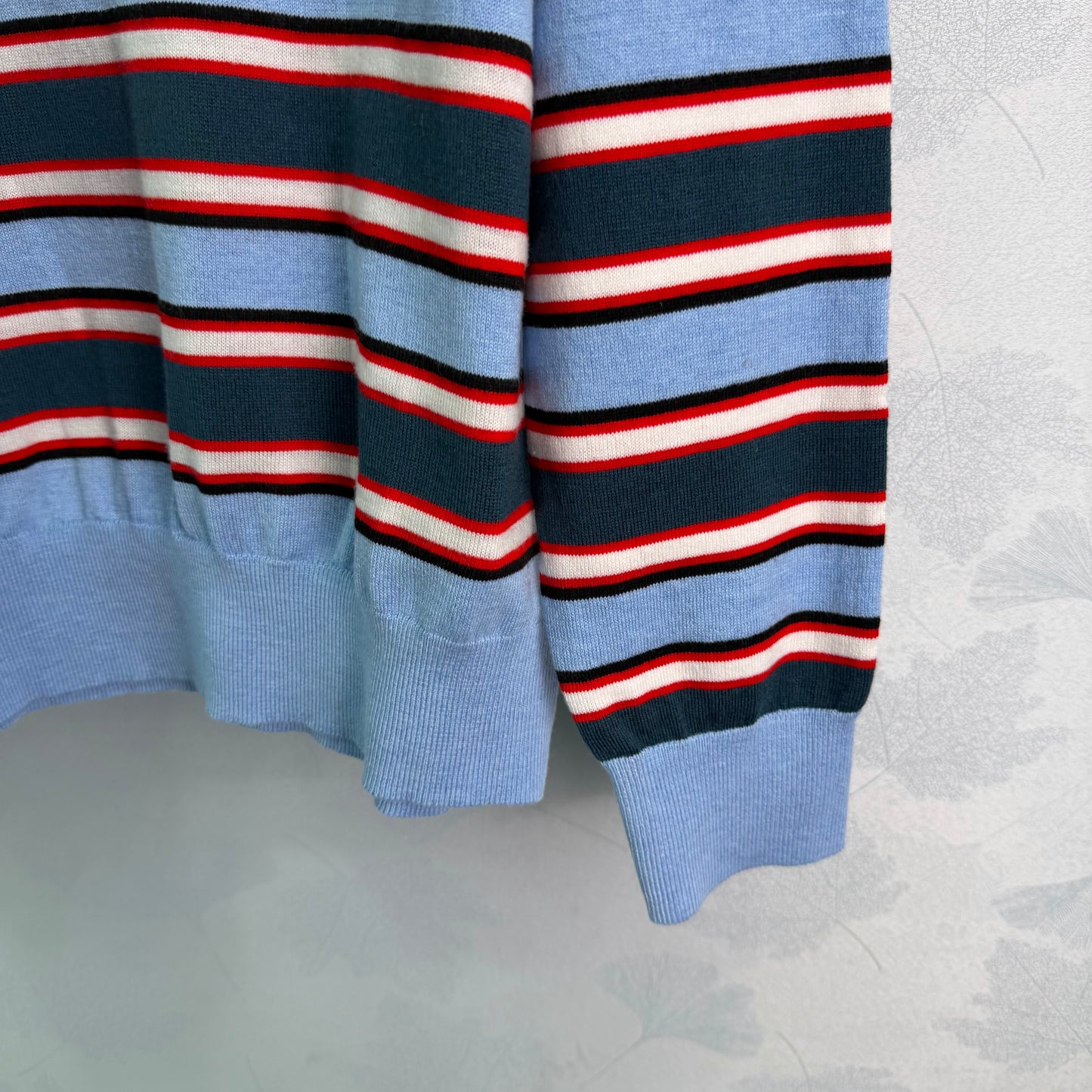 26SS NEW Blue, red and white wide striped sweater