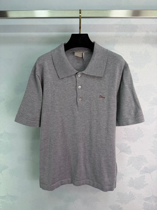26SS NEW Classic Lapel Gray Short Sleeve Polo Shirt