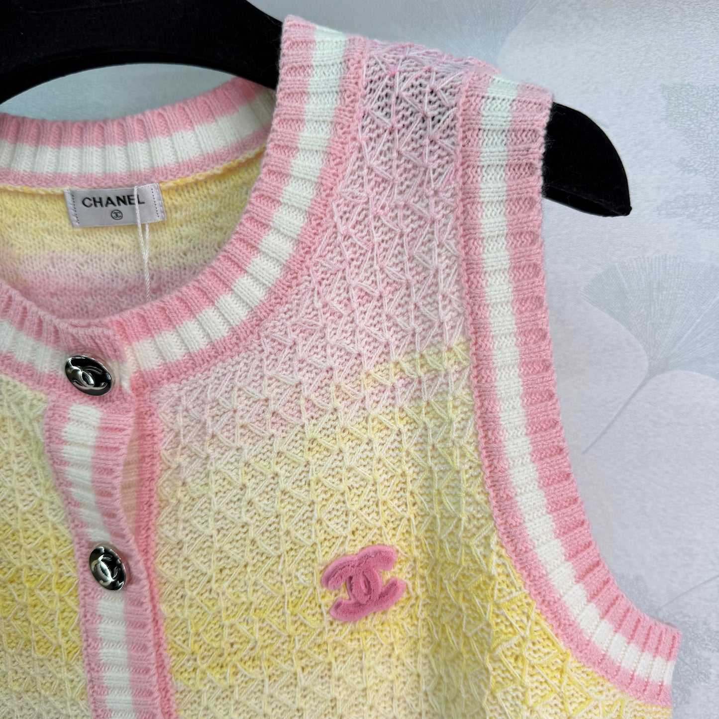 26SS NEW pink and yellow gradient knitted vest