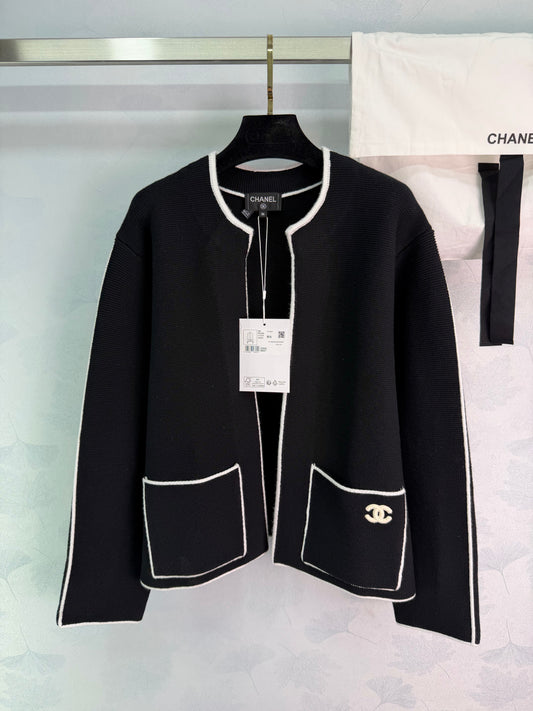 26SS NEW White piping knitted cardigan