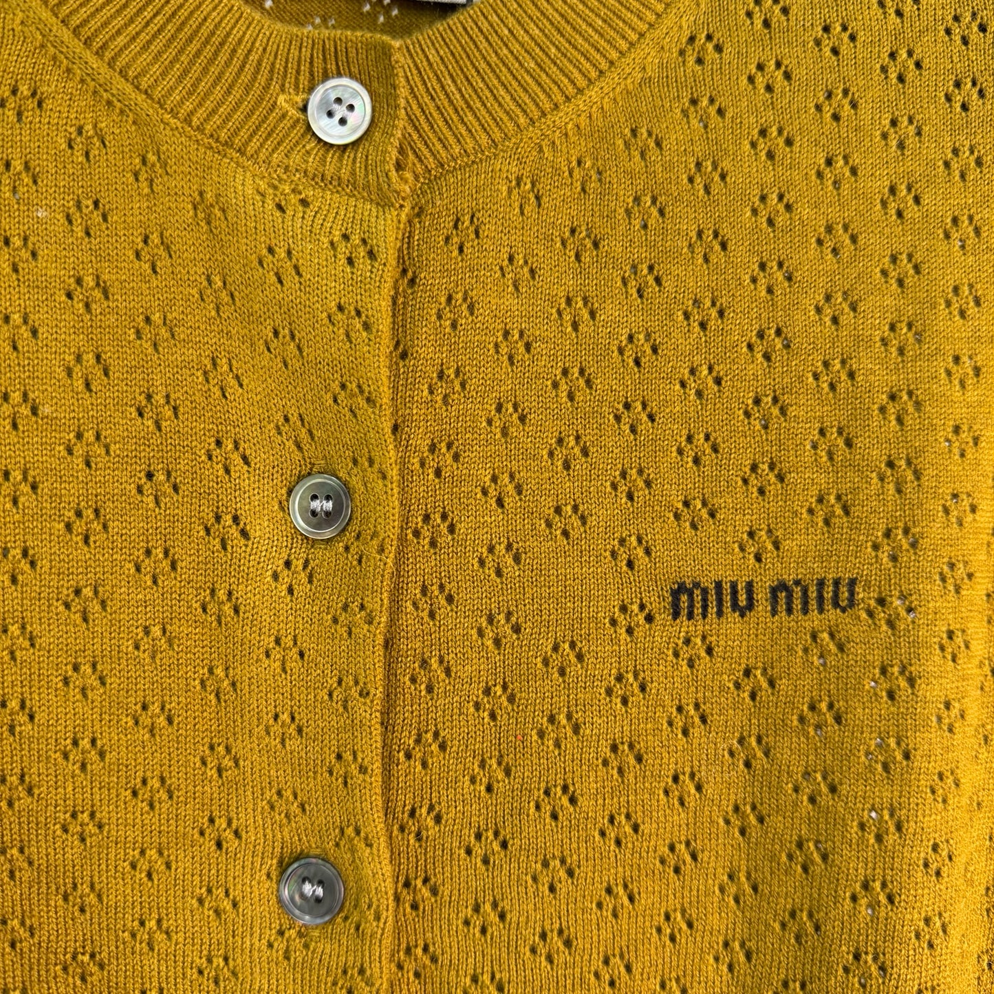 26SS NEW Mustard green wool knitted cardigan