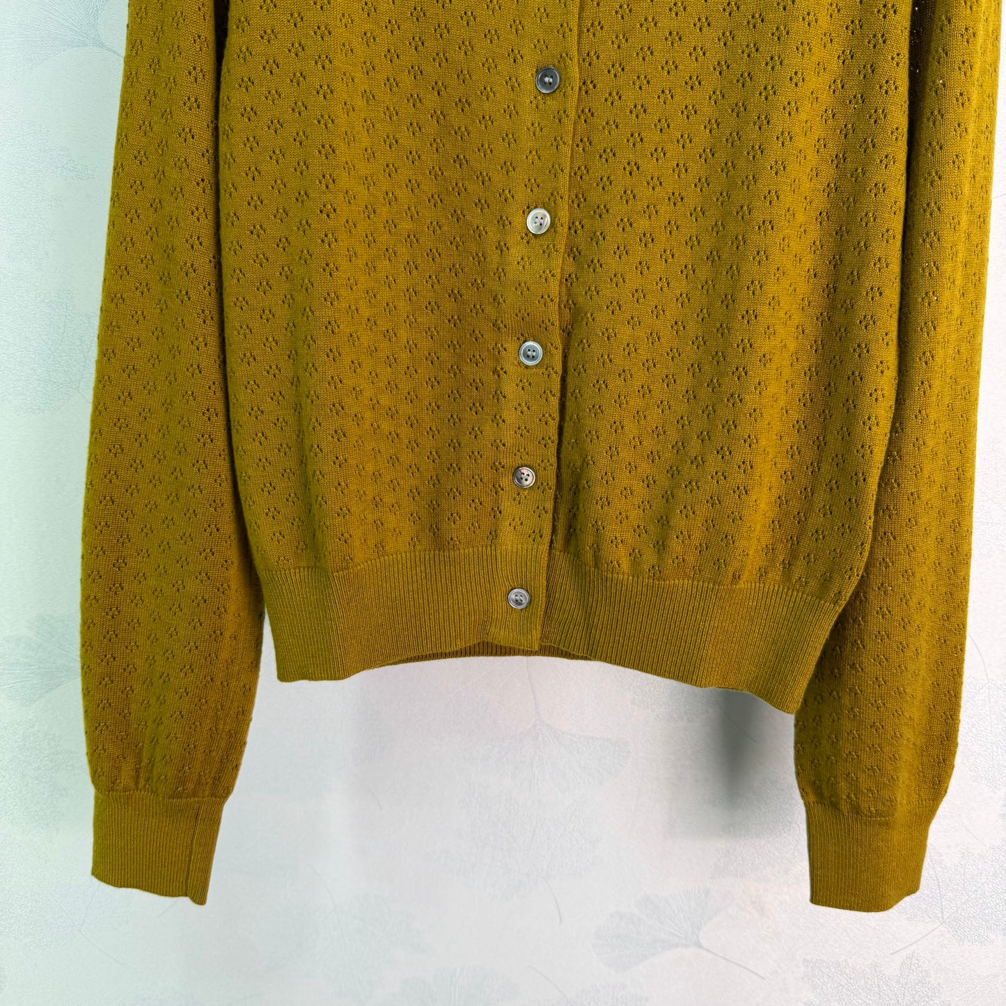 26SS NEW Mustard green wool knitted cardigan