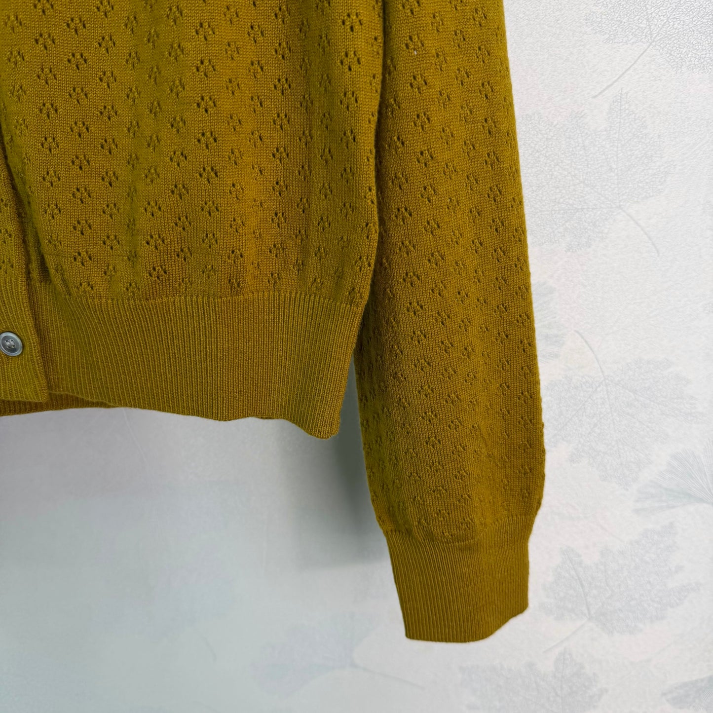 26SS NEW Mustard green wool knitted cardigan