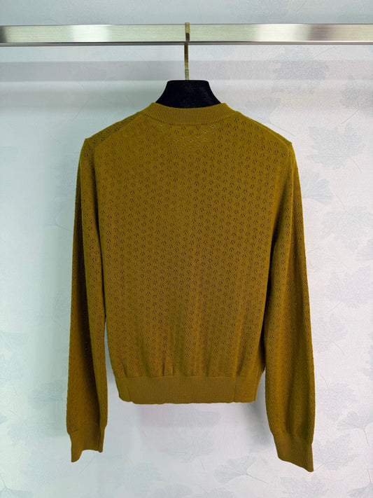26SS NEW Mustard green wool knitted cardigan