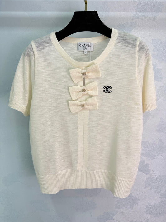 26SS NEW Bow knitted short sleeves