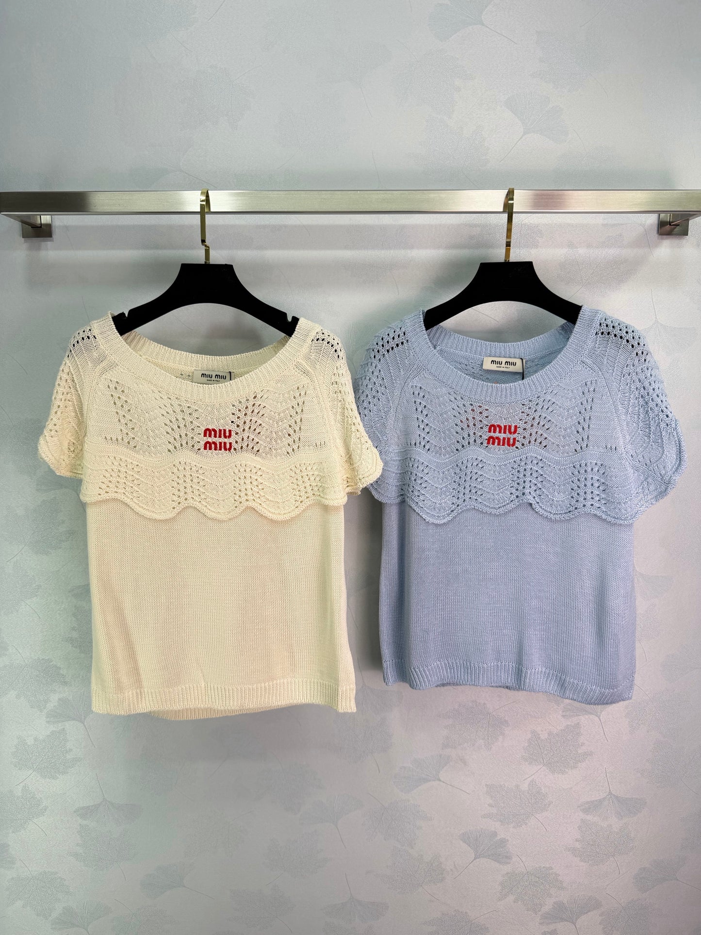 26SS NEUES hohles kurzärmeliges Strickoberteil