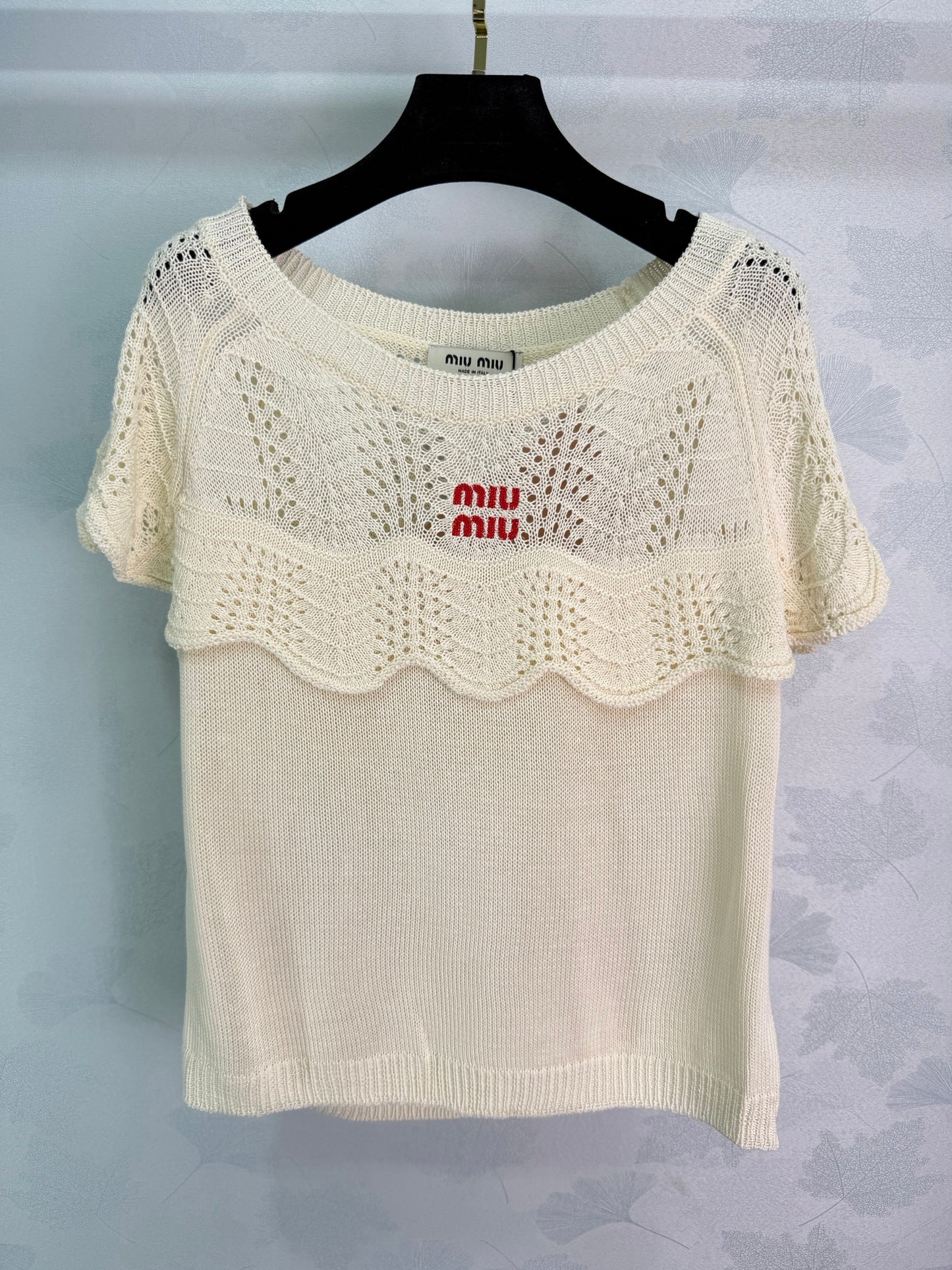 26SS NEUES hohles kurzärmeliges Strickoberteil