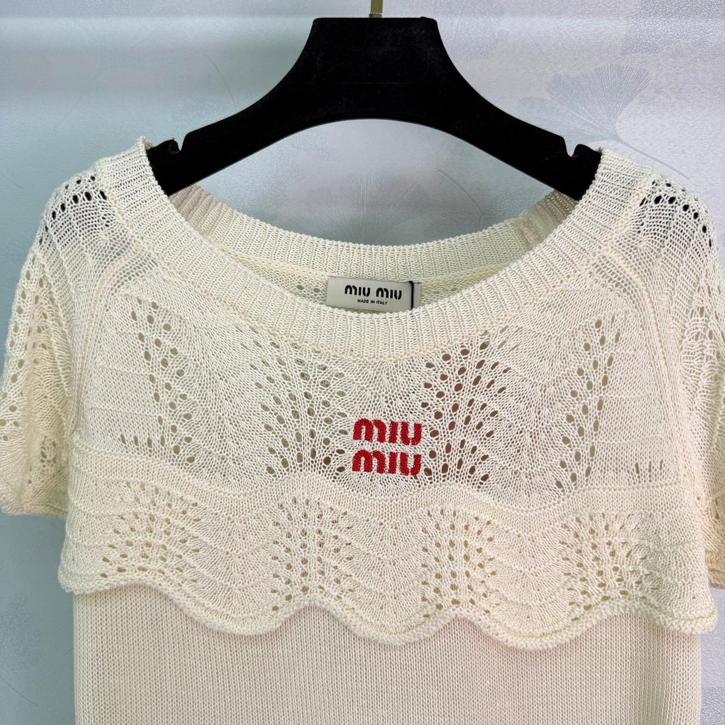 26SS NEUES hohles kurzärmeliges Strickoberteil