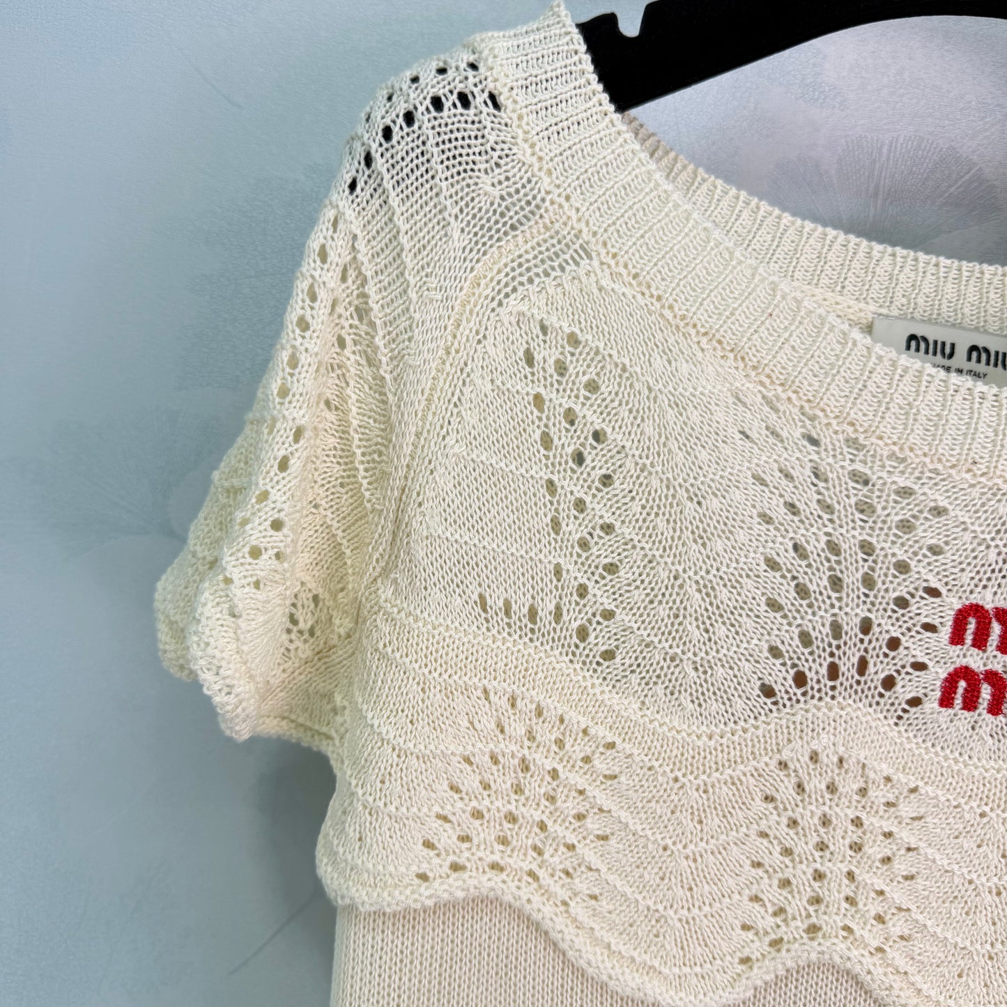 26SS NEUES hohles kurzärmeliges Strickoberteil