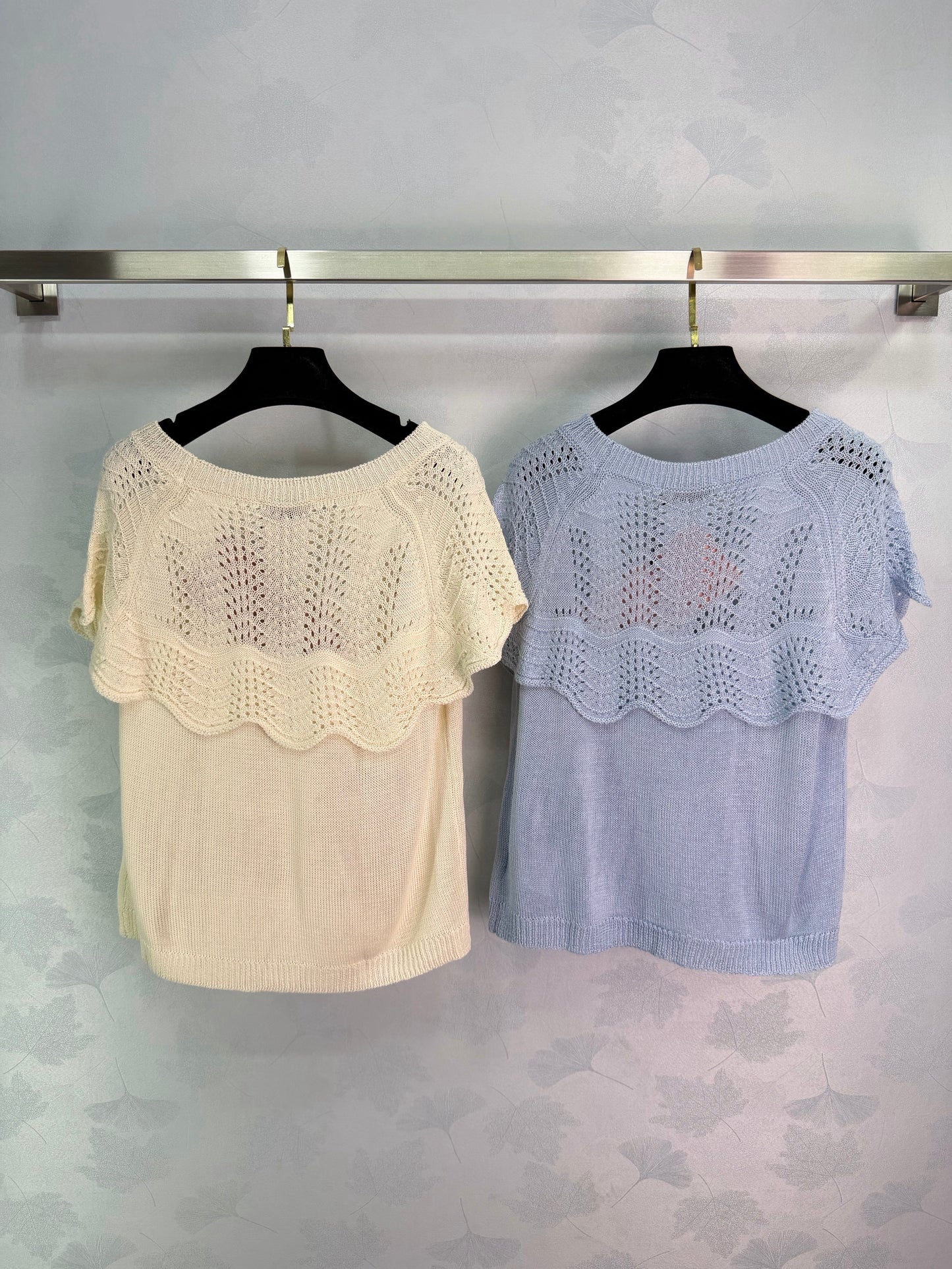 26SS NEUES hohles kurzärmeliges Strickoberteil
