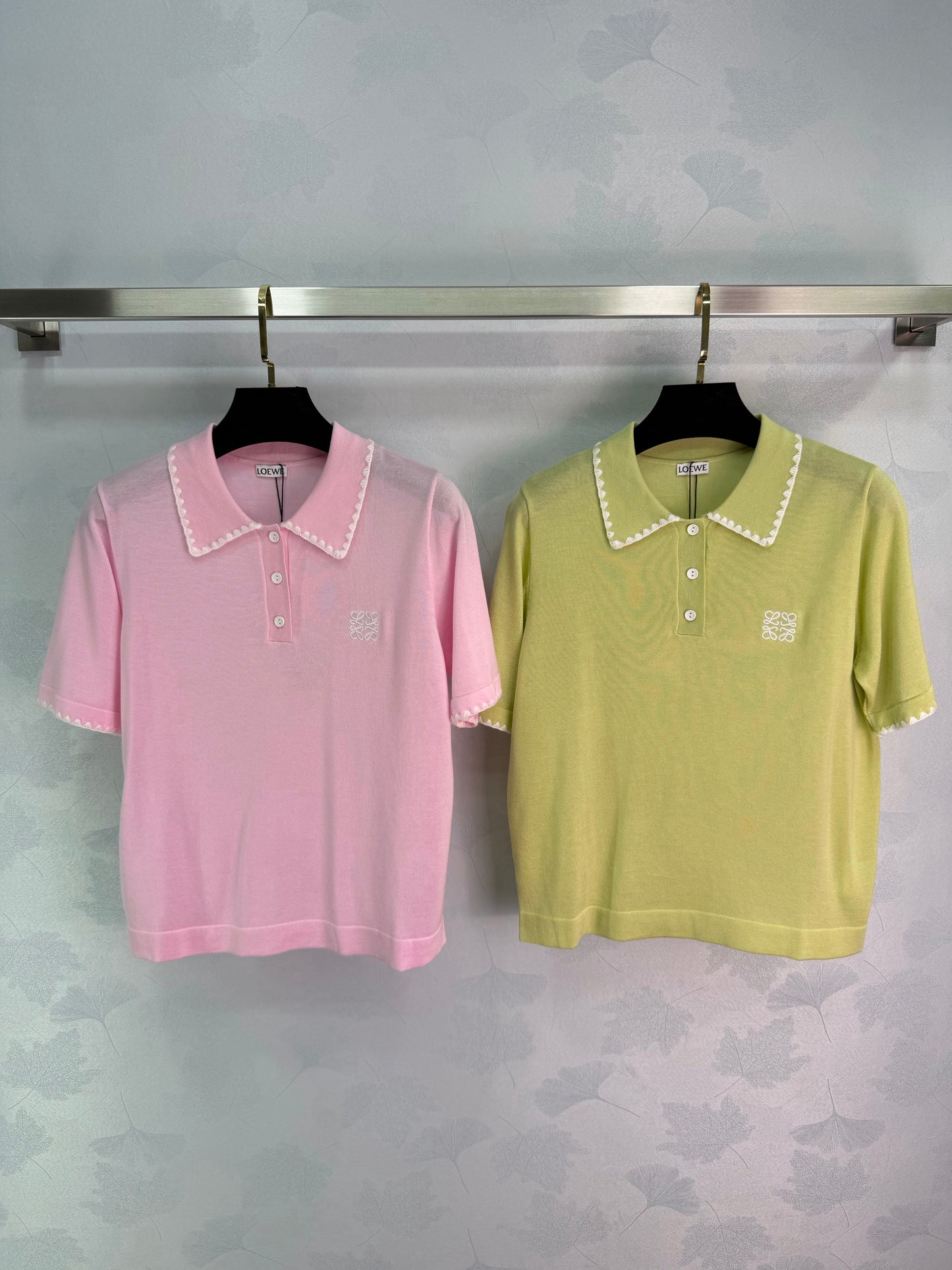 26SS NEUES klassisches weißes Spitzenstrick-Poloshirt