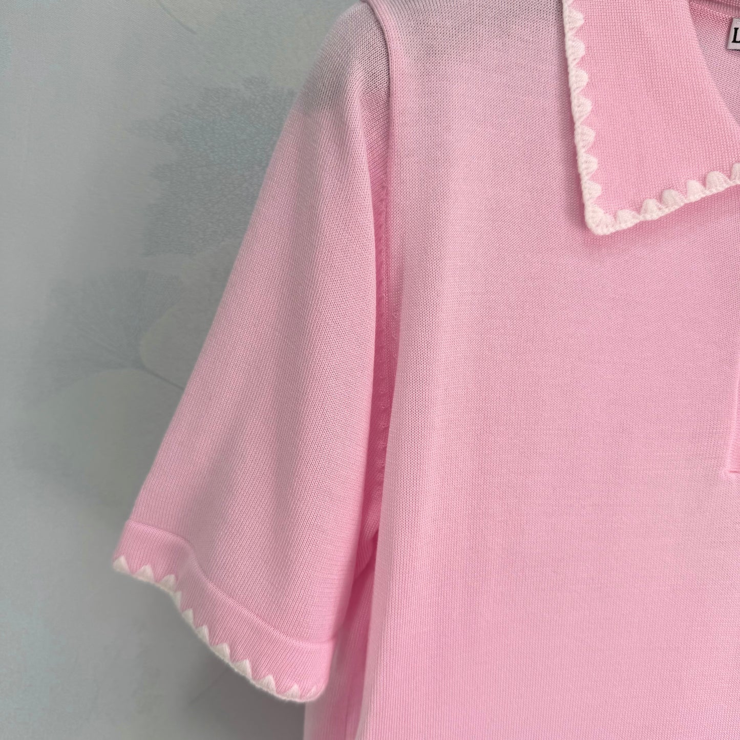 26SS NEUES klassisches weißes Spitzenstrick-Poloshirt