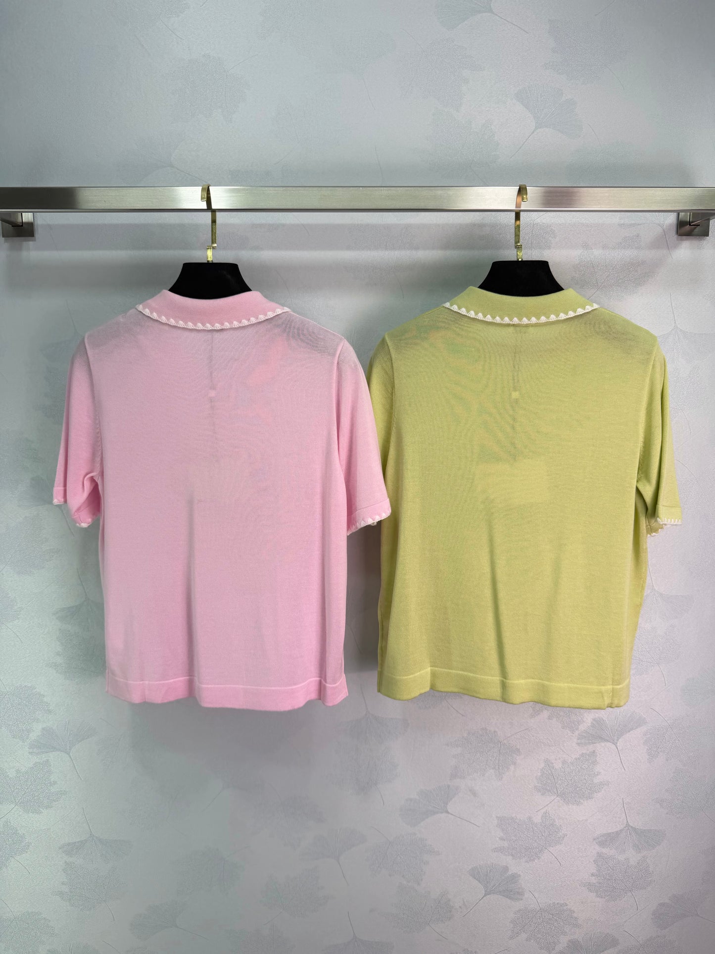 26SS NEUES klassisches weißes Spitzenstrick-Poloshirt