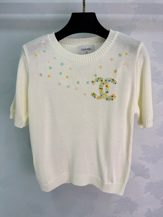 26SS NEW Star beaded knitted short sleeves